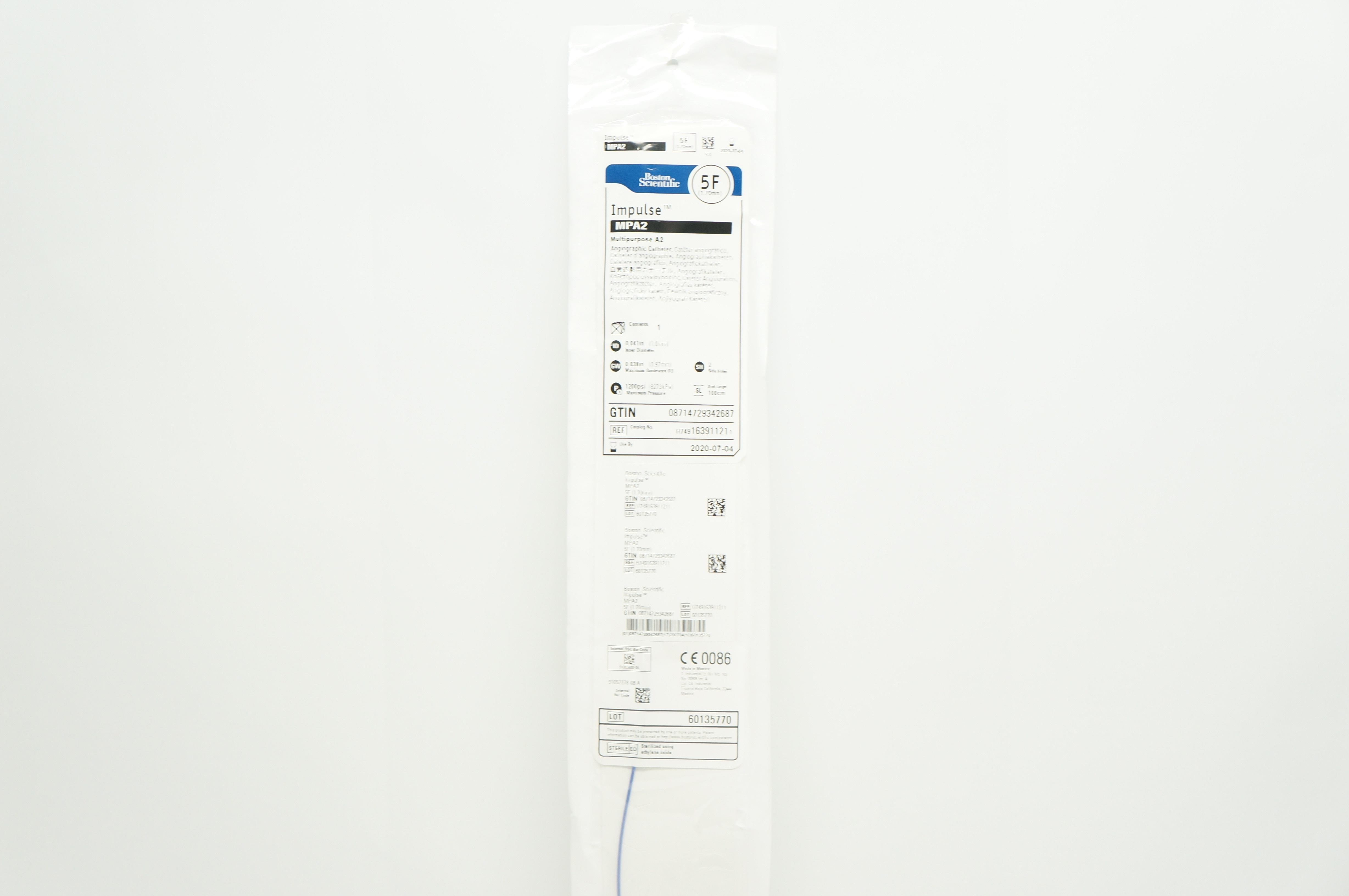Boston Scientific 16391121 Impulse MPA2 Angiographic Cath. 5F x 100cm (x)