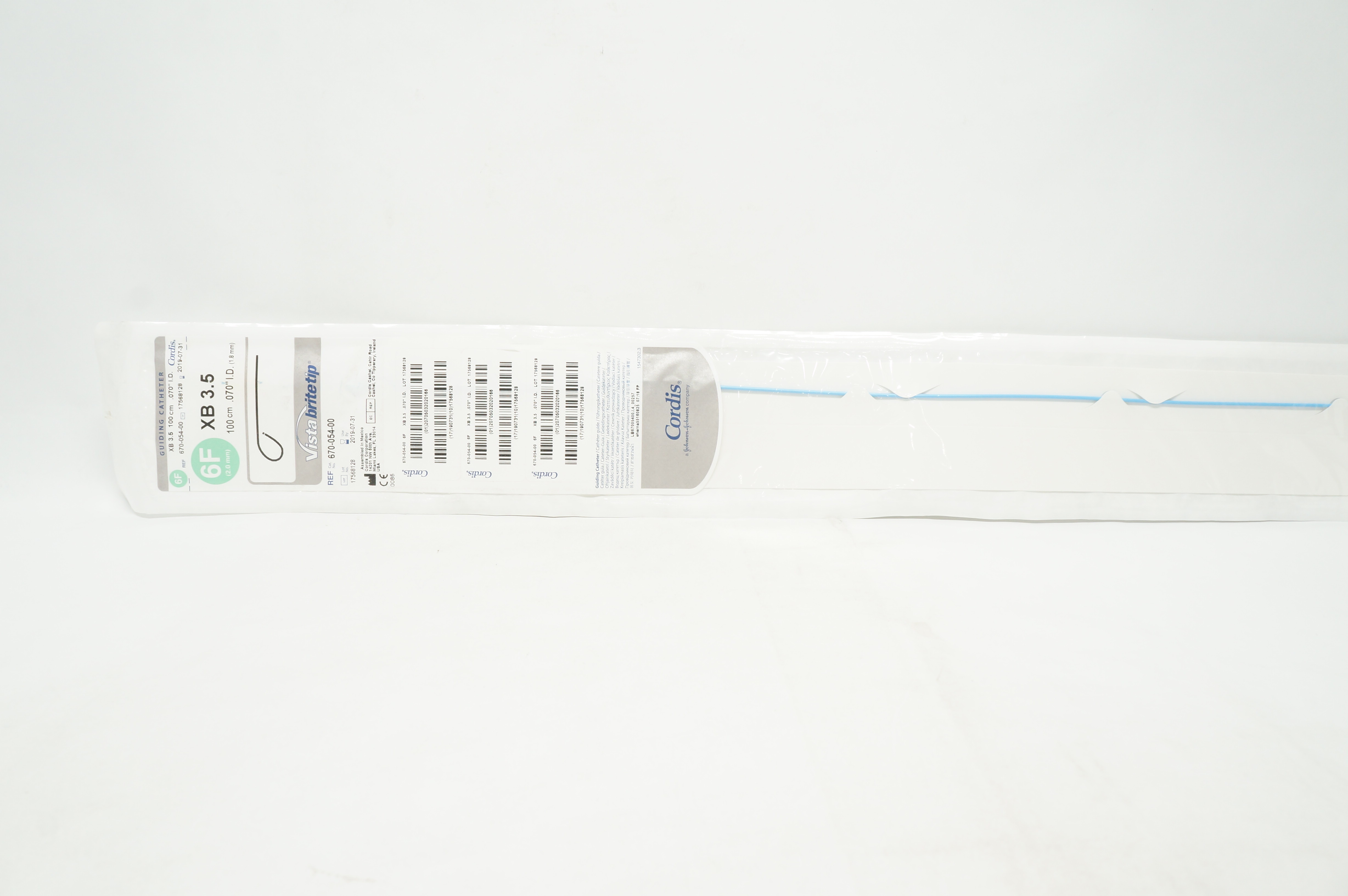 Cordis 670-054-00 VistaBriteTip XB 3.5 Guiding Cath. 6 x .070in x 100cm (x)