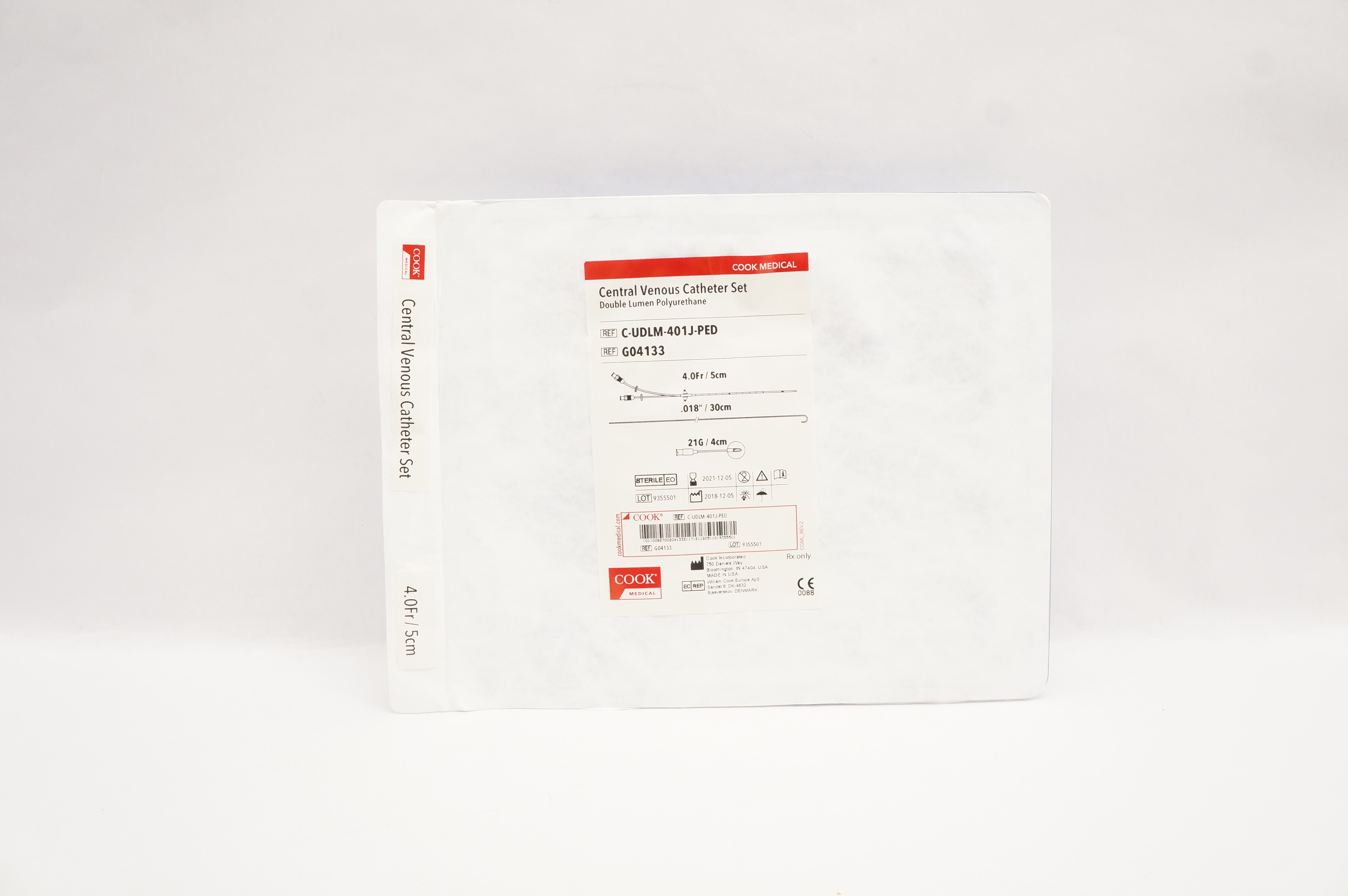 Cook Medical G04133 Central Venous Cath. Set 4.0Fr x .018 inch x 21G (x)