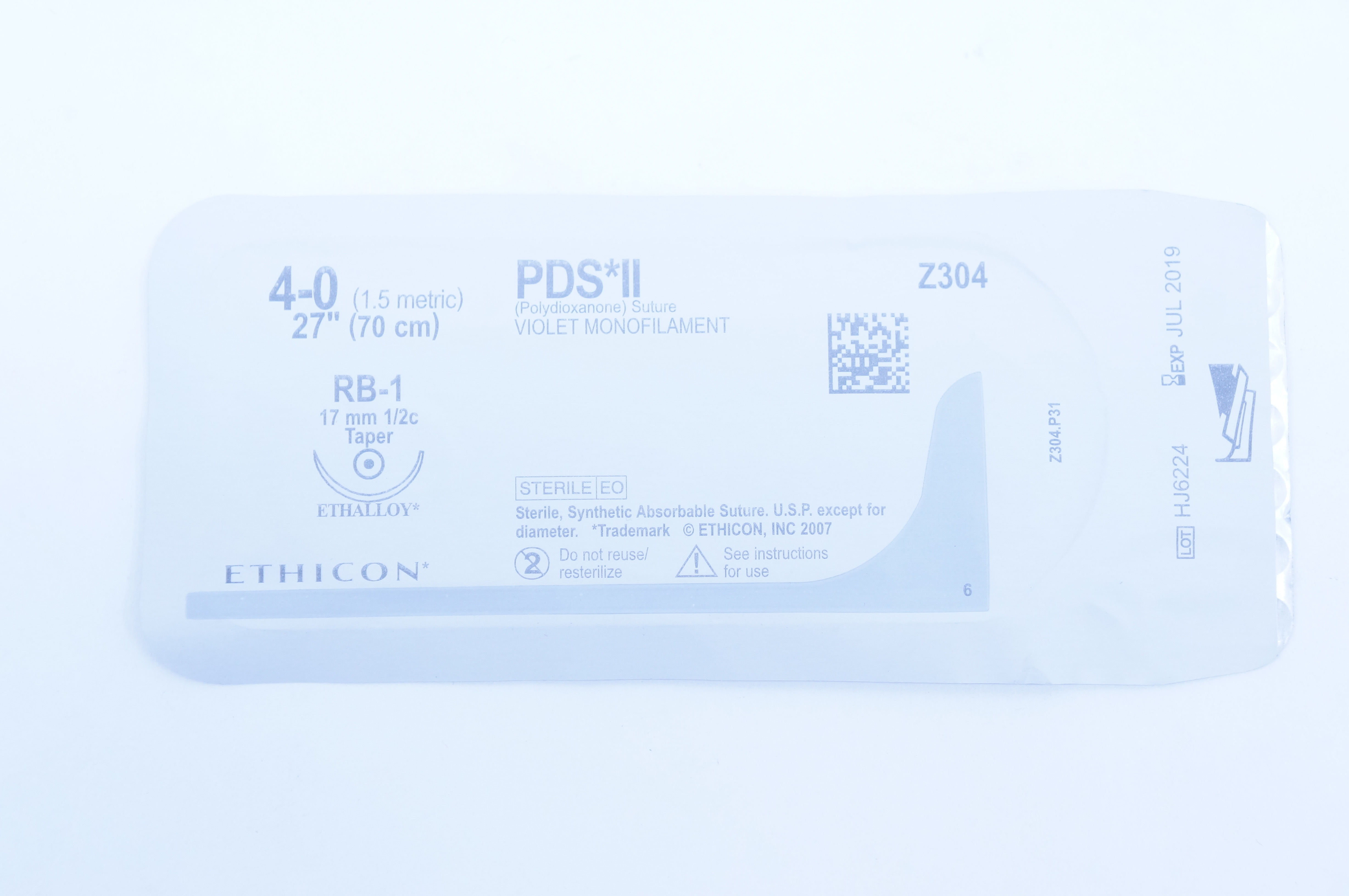 Ethicon Z304 4-0 PDS II RB-1 17mm 1/2c Taper, 27inch (x)