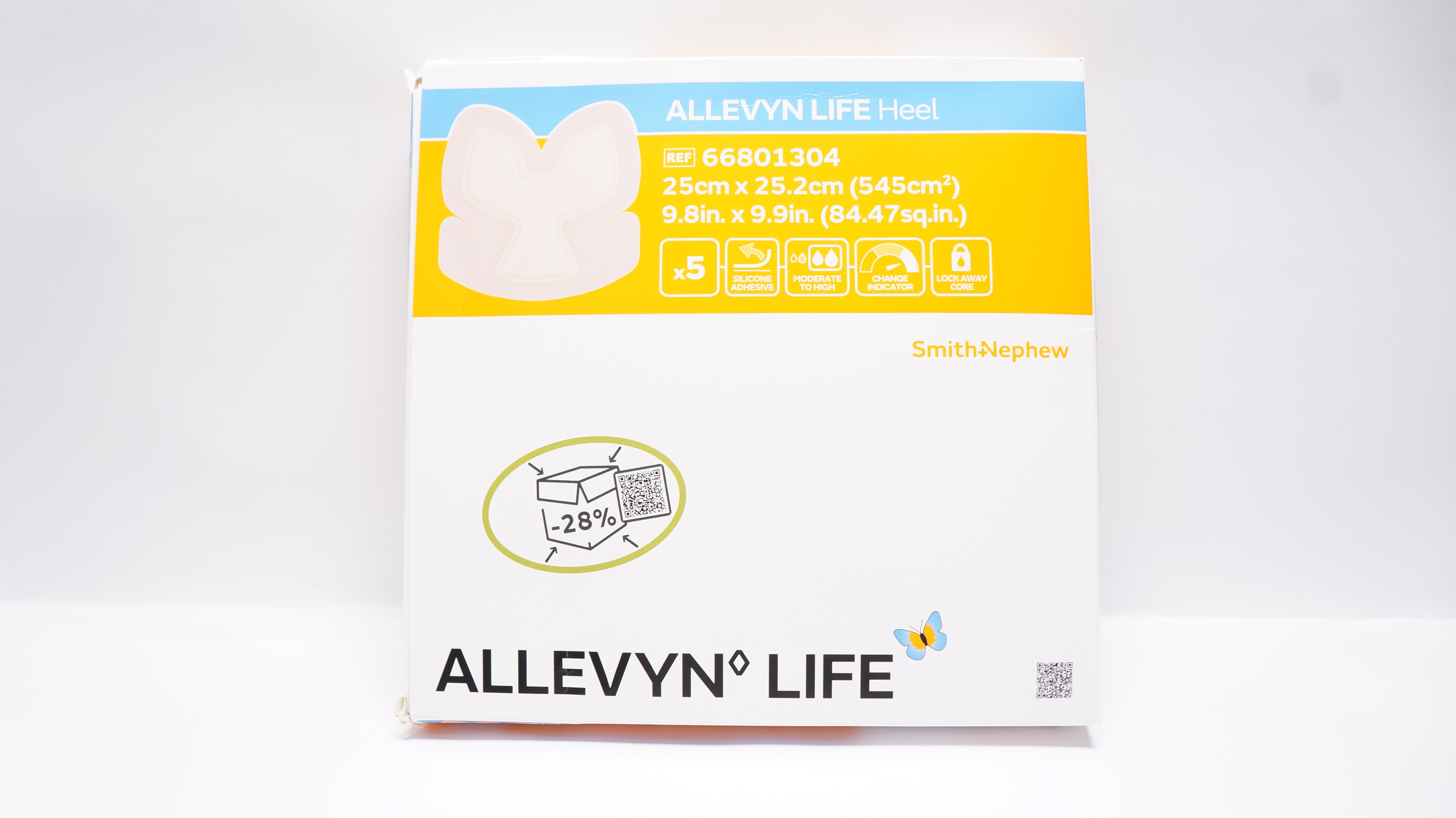 Smith&Nephew 66801304 Allevyn Life Foam Heel Dressing 9.8 x 9.9inch - Box of 5