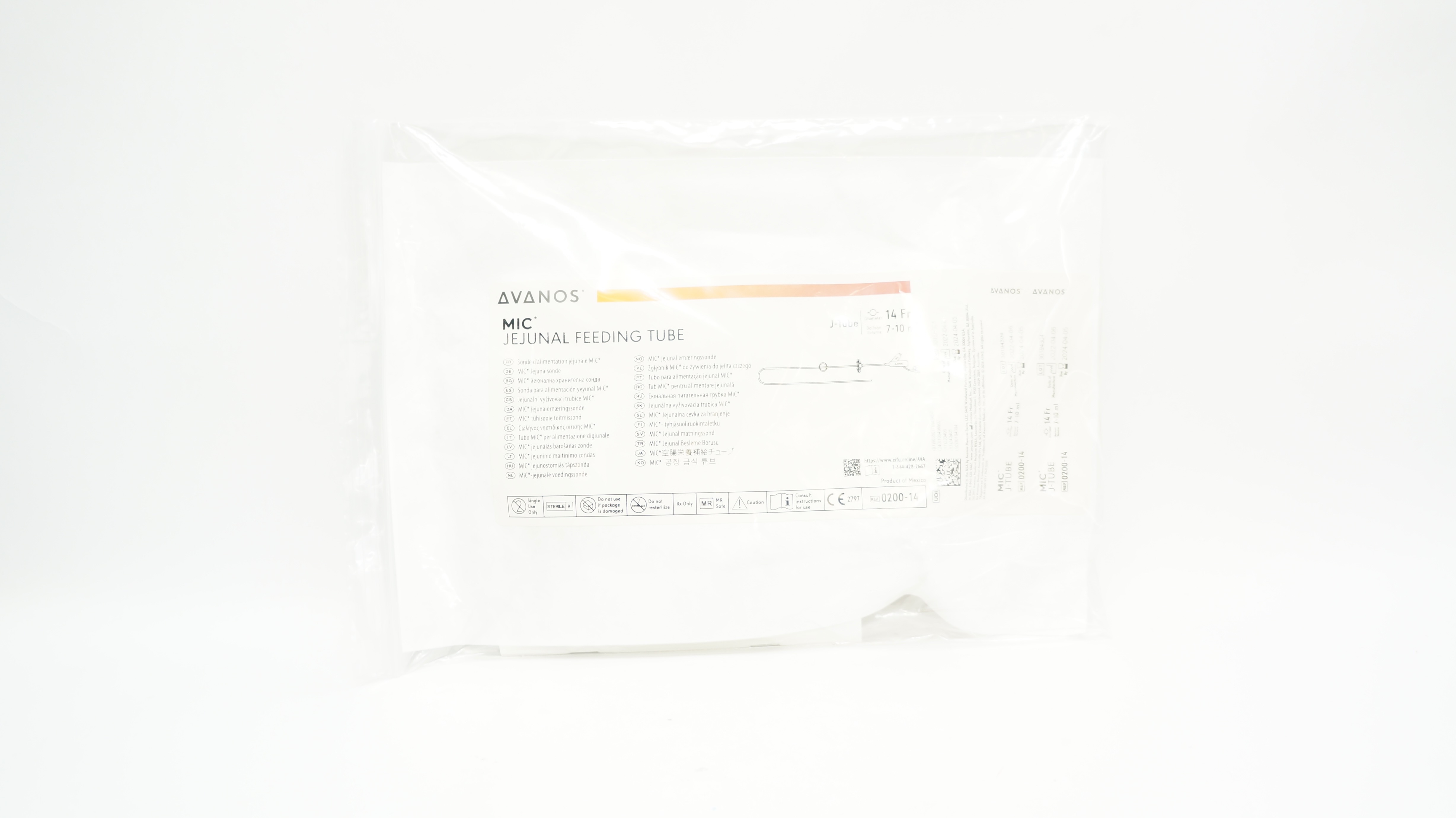 Avanos 0200-14 MIC Jejunal Feeding Tube 14Fr, 7-10ml