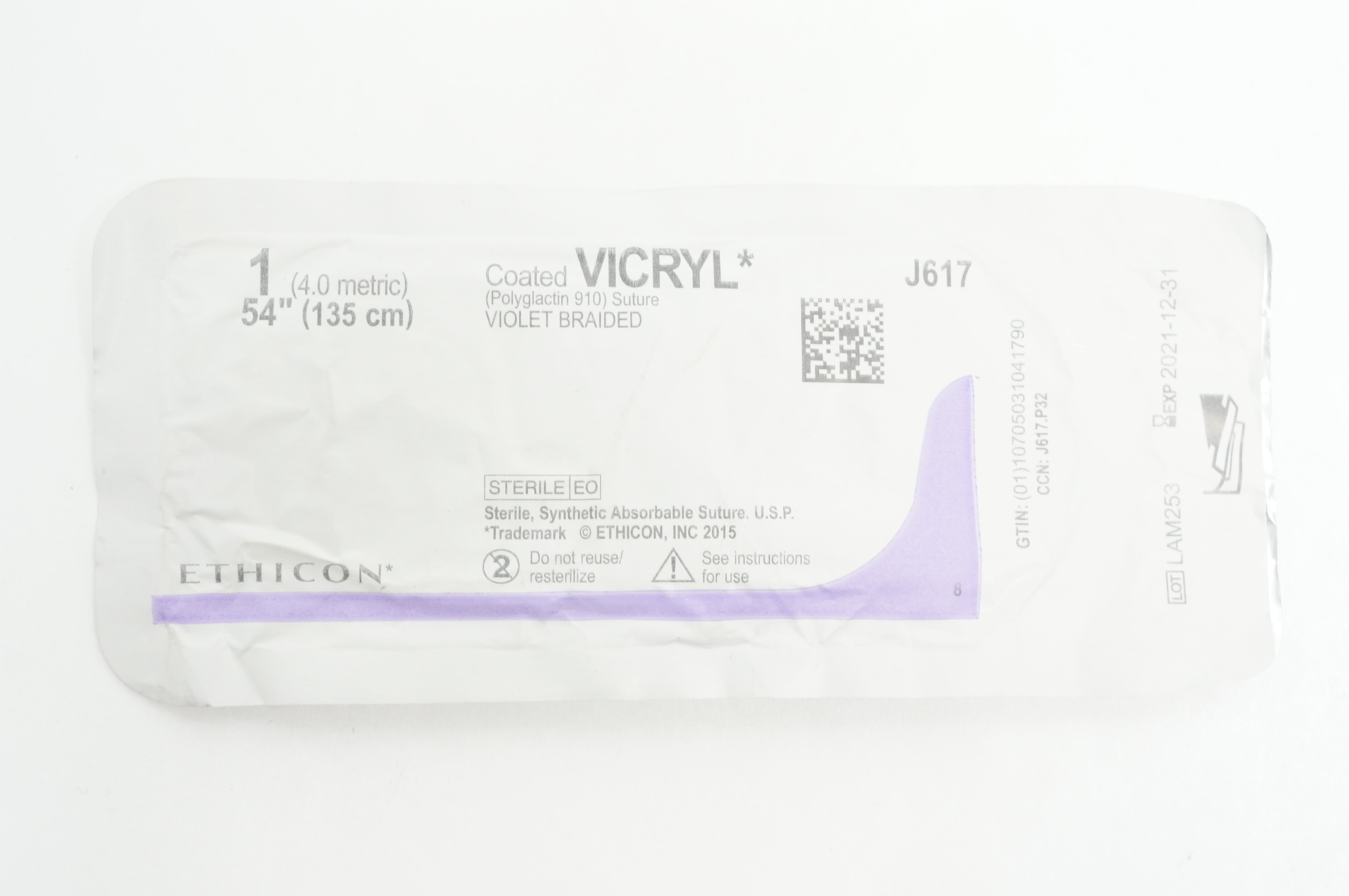 Ethicon J617 1 VICRYL, Violet Braided, 54inch (x)