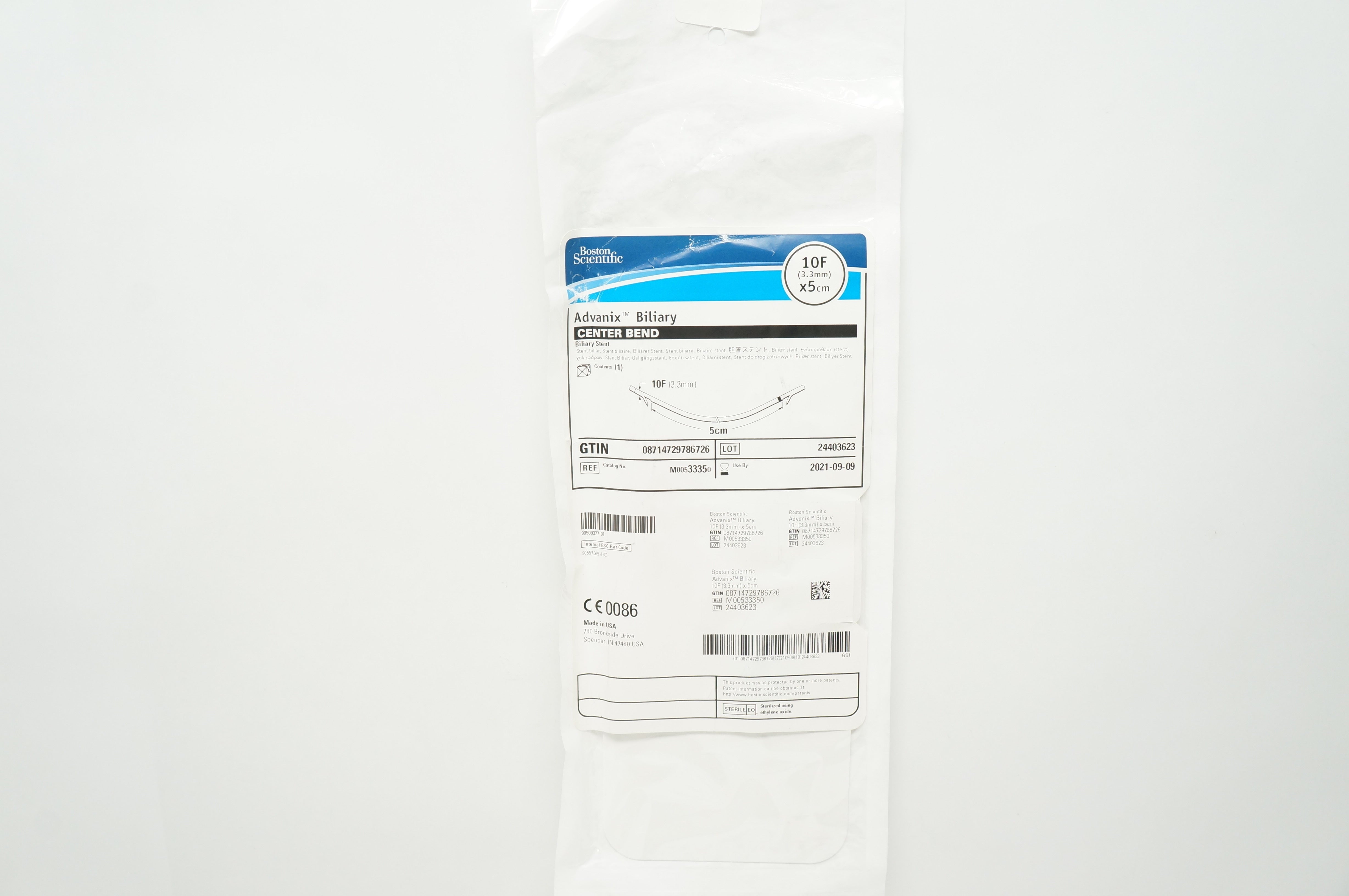 Boston Scientific 3335 Advanix Biliary Center Bend Stnt 10F x 5cm (x)
