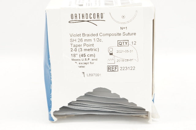 DePuy 223122 Medos Orthocord Violet Braided Composite Stre 26mm 18in-Box of12(x)