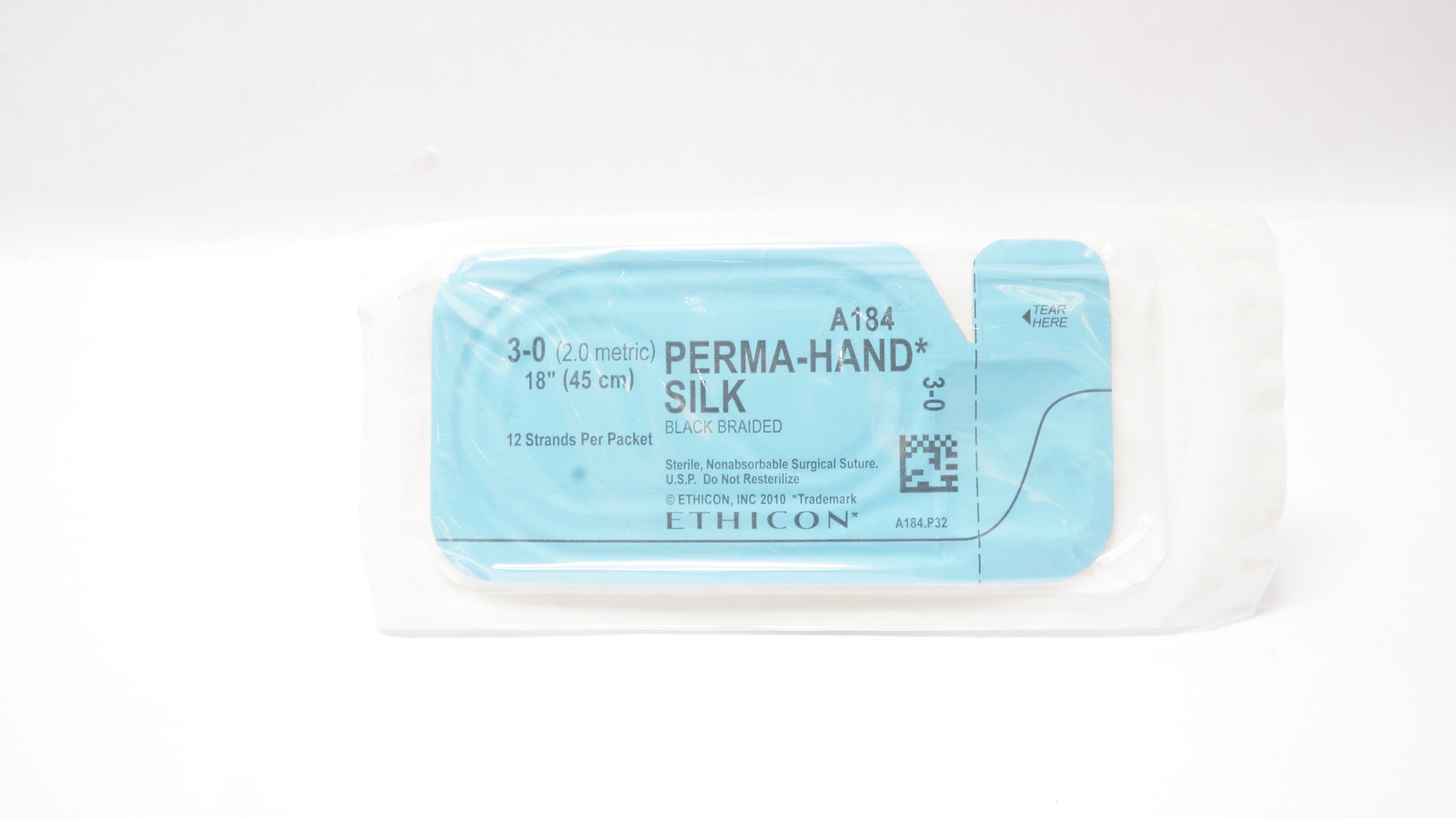 Ethicon A184 3-0 Perma-Hand Silk Surgical Stre Black Braided 18inch