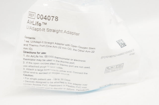 Vyaire 004078 AirLife U/Adapter-It Straight Adapter w/Oxygen Stem & Thermo Port