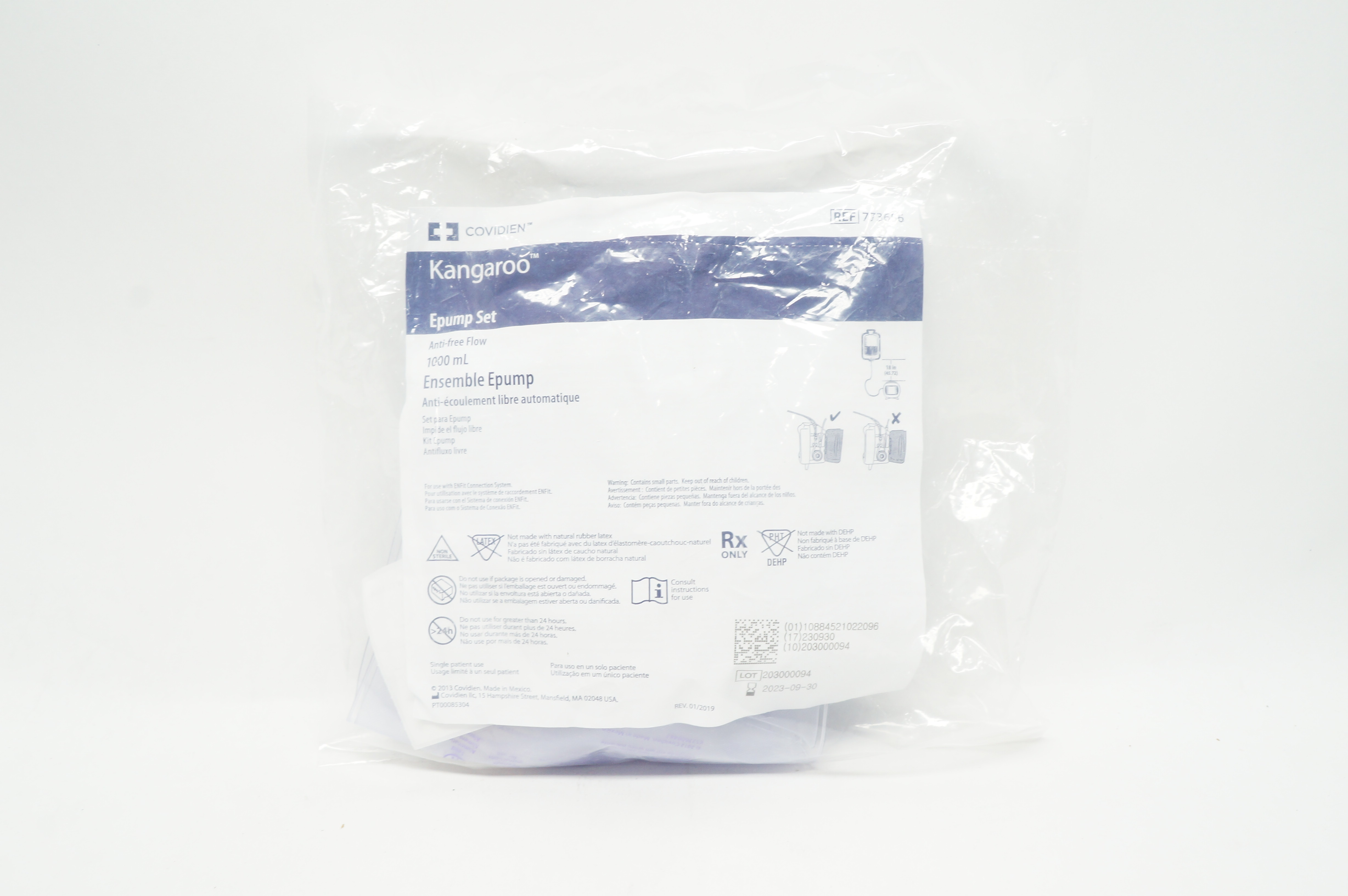Covidien 773656 Kangaroo Epump Set Anti-free Flow 1000ml (x)