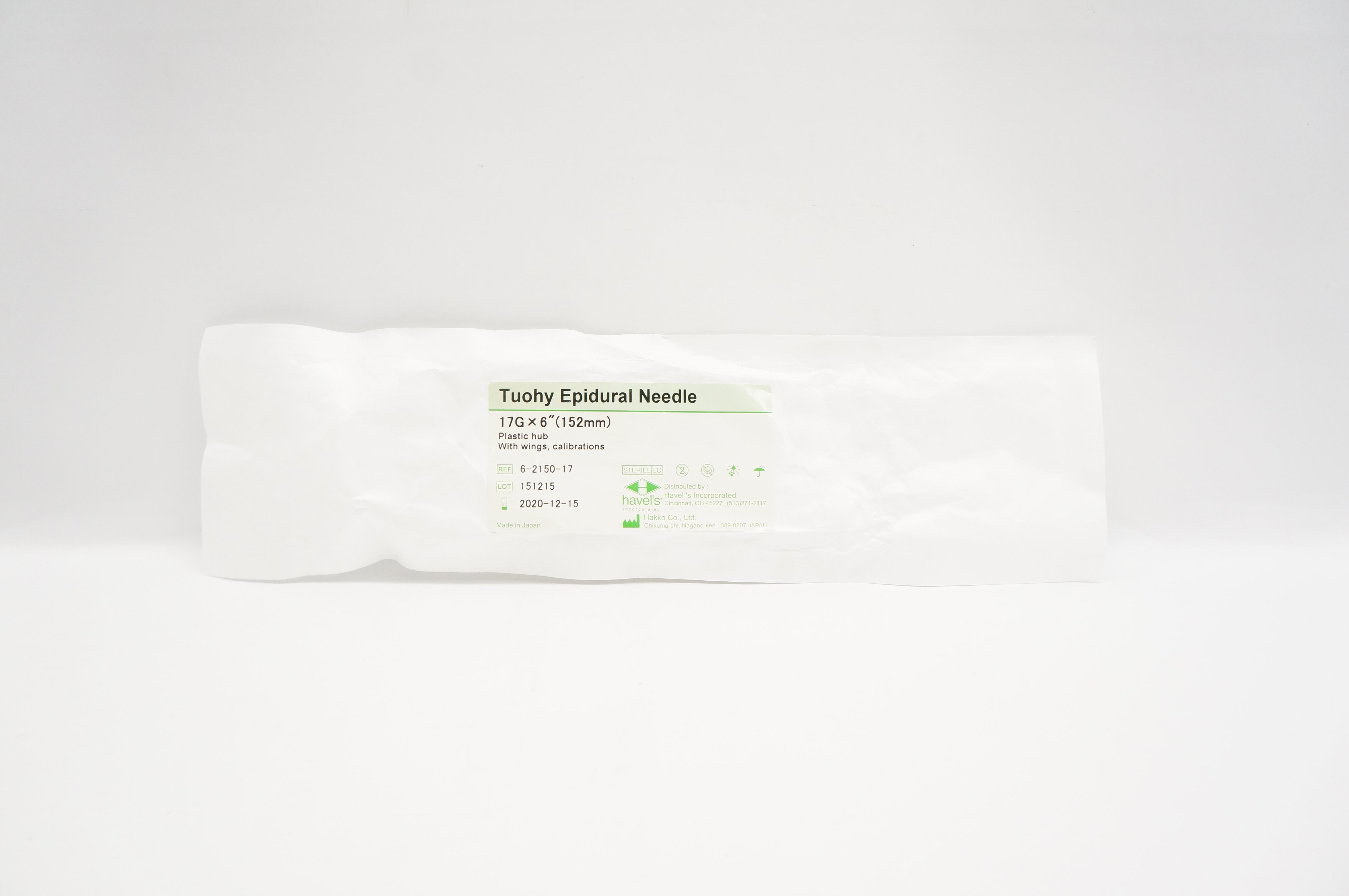 Havel's 6-2150-17 Tuohy Epidural Needle 17 G x 6 inch (x)
