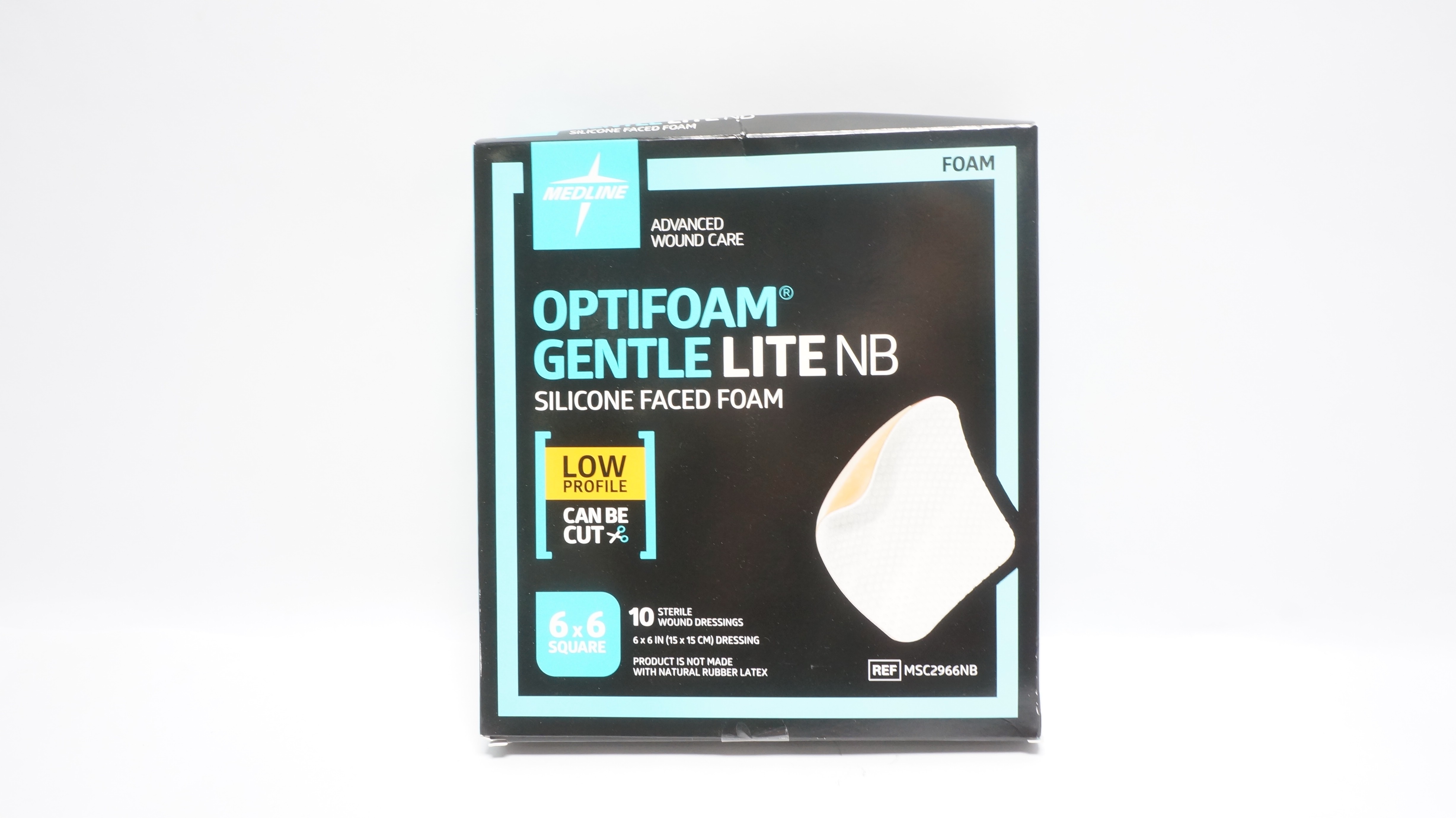 Medline MSC2966NB Optifoam Gentle Lite NB Silicone Faced Foam 6x6 - Box of 10(x)