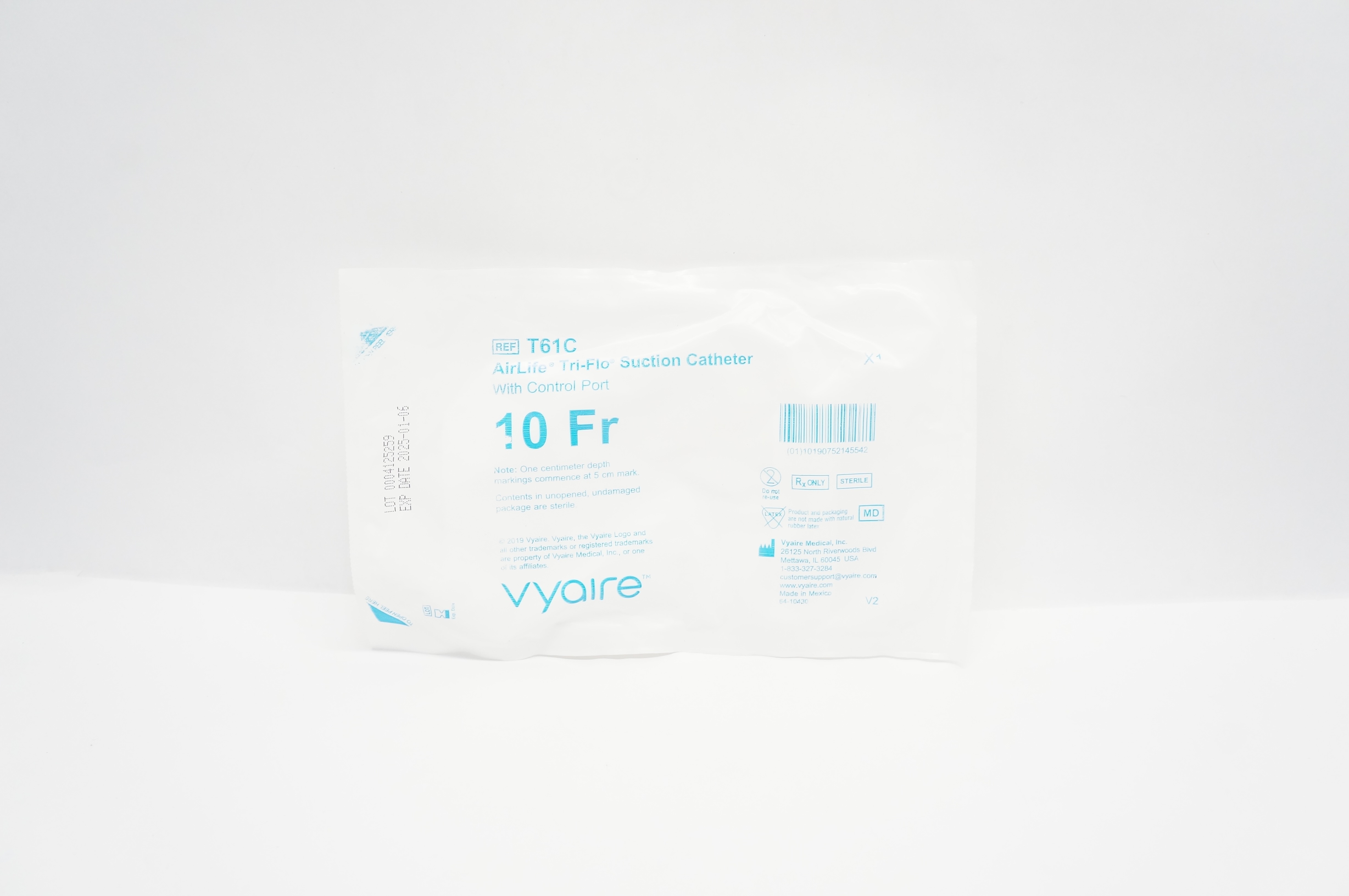 Vyaire T61C Airlife Tri-Flo Suction Cath. w/Control Port 10Fr
