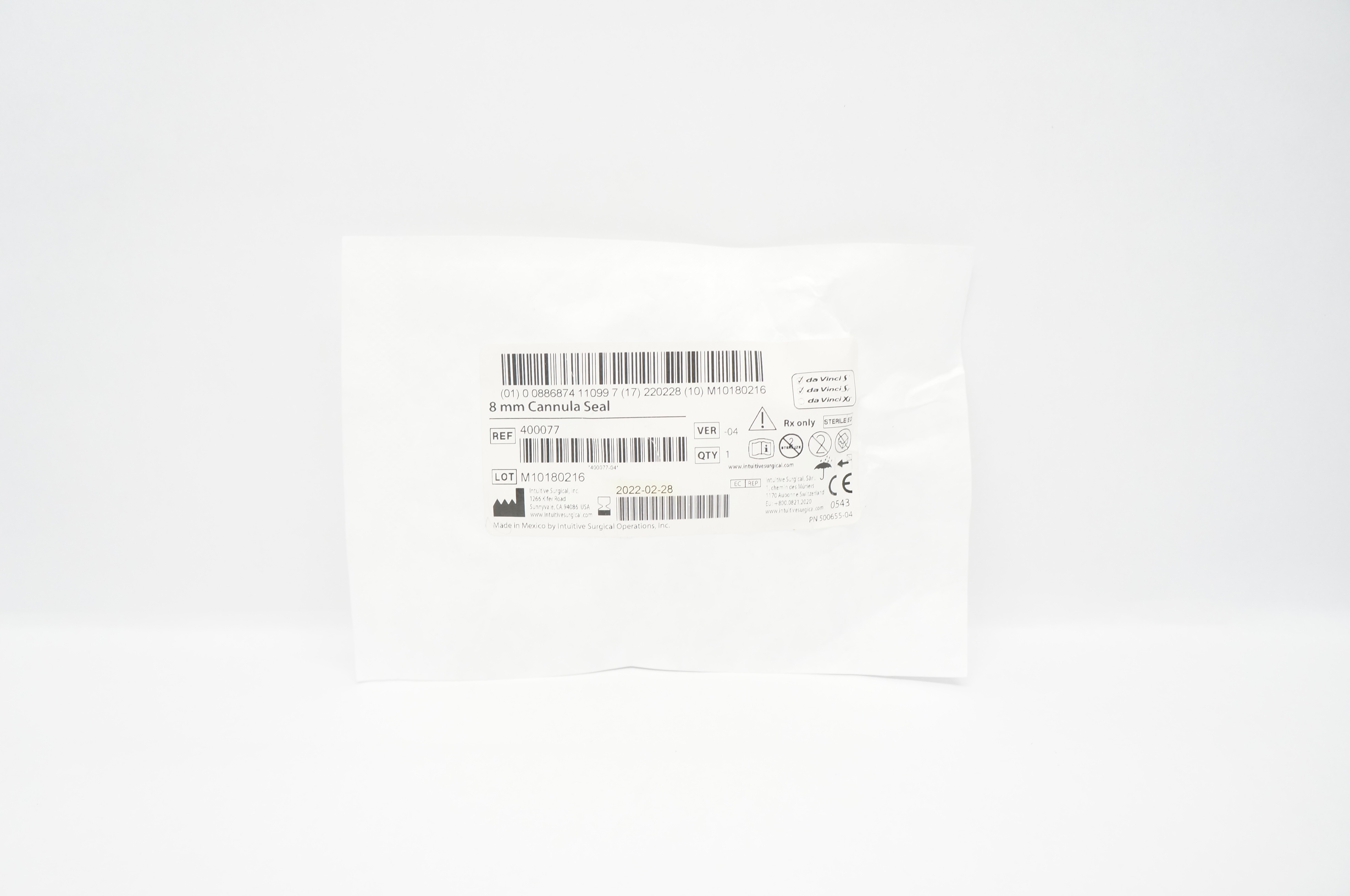 Intuitive Surgical 400077 Cannula Seal 8mm (x)