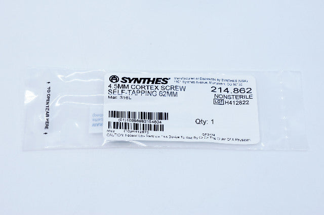 Synthes 214.862 4.5mm Cortex Screw Self-Tapping 62mm
