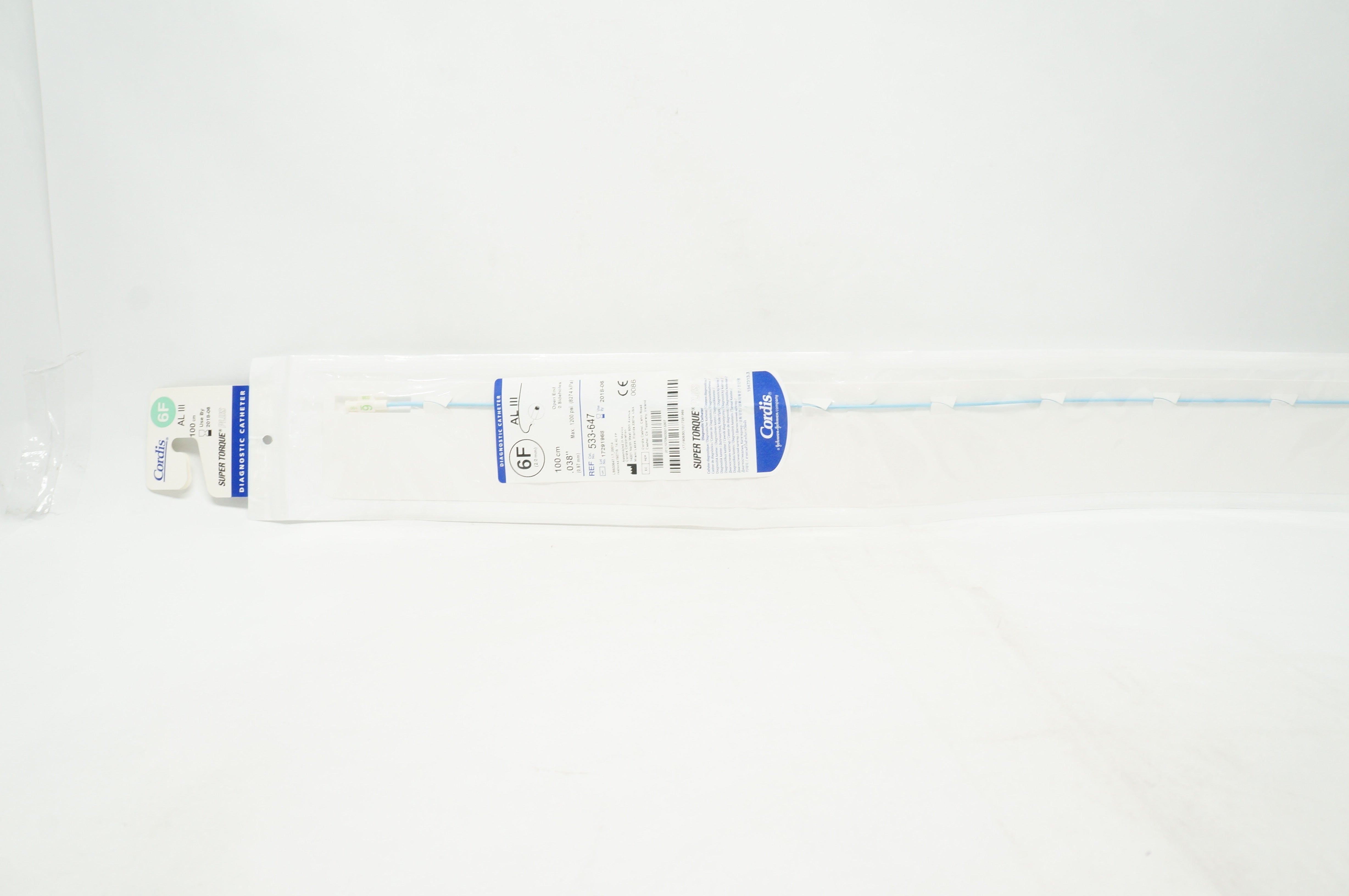 Cordis 533-647 Super Torque Plus Diagnostic Cath. 6F x 100cm x 0.038inch (x)