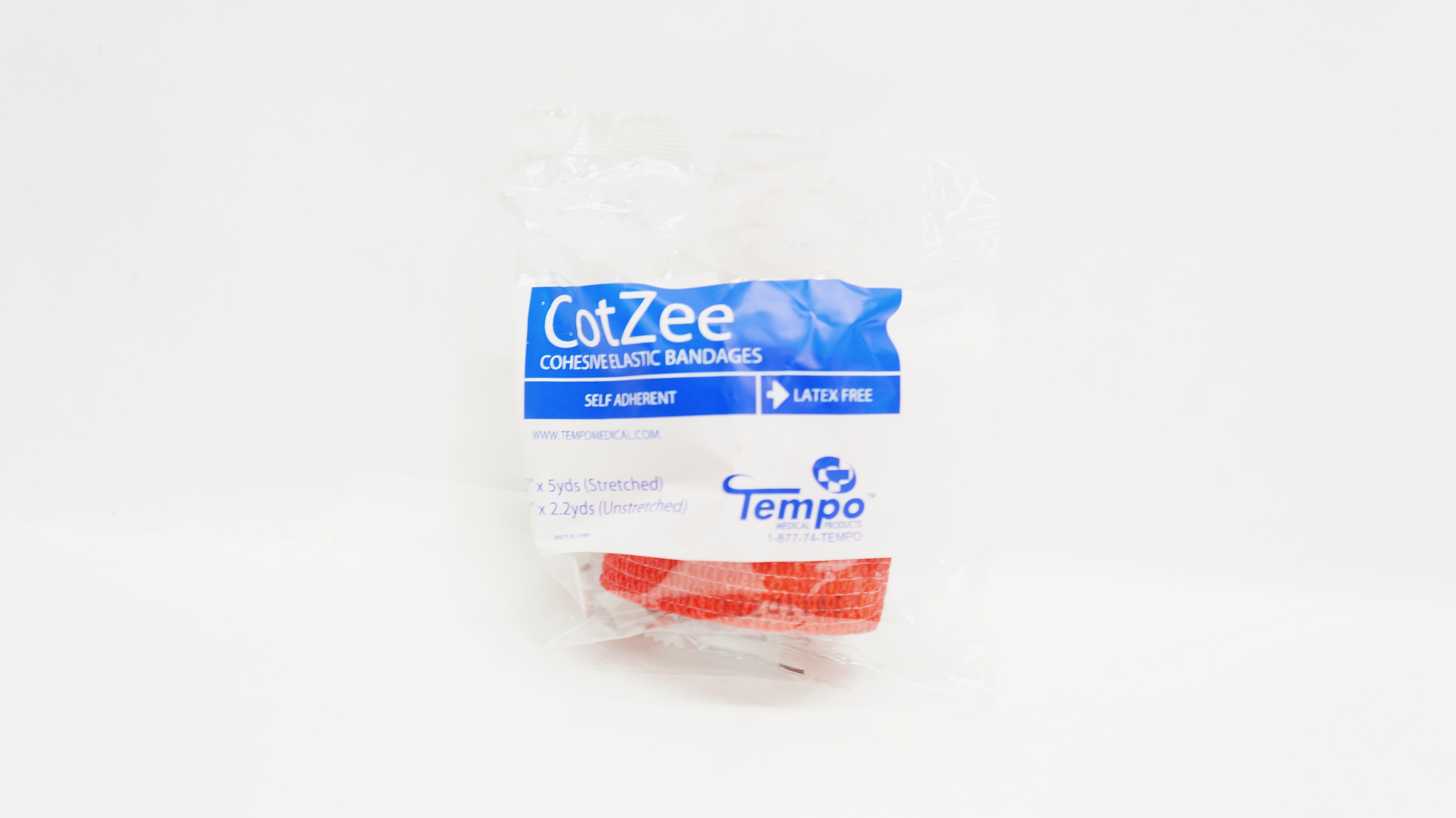 Tempo CotZee Cohesive Elastic Bandage 2inch x 5yds, 2inch x 2.2yds