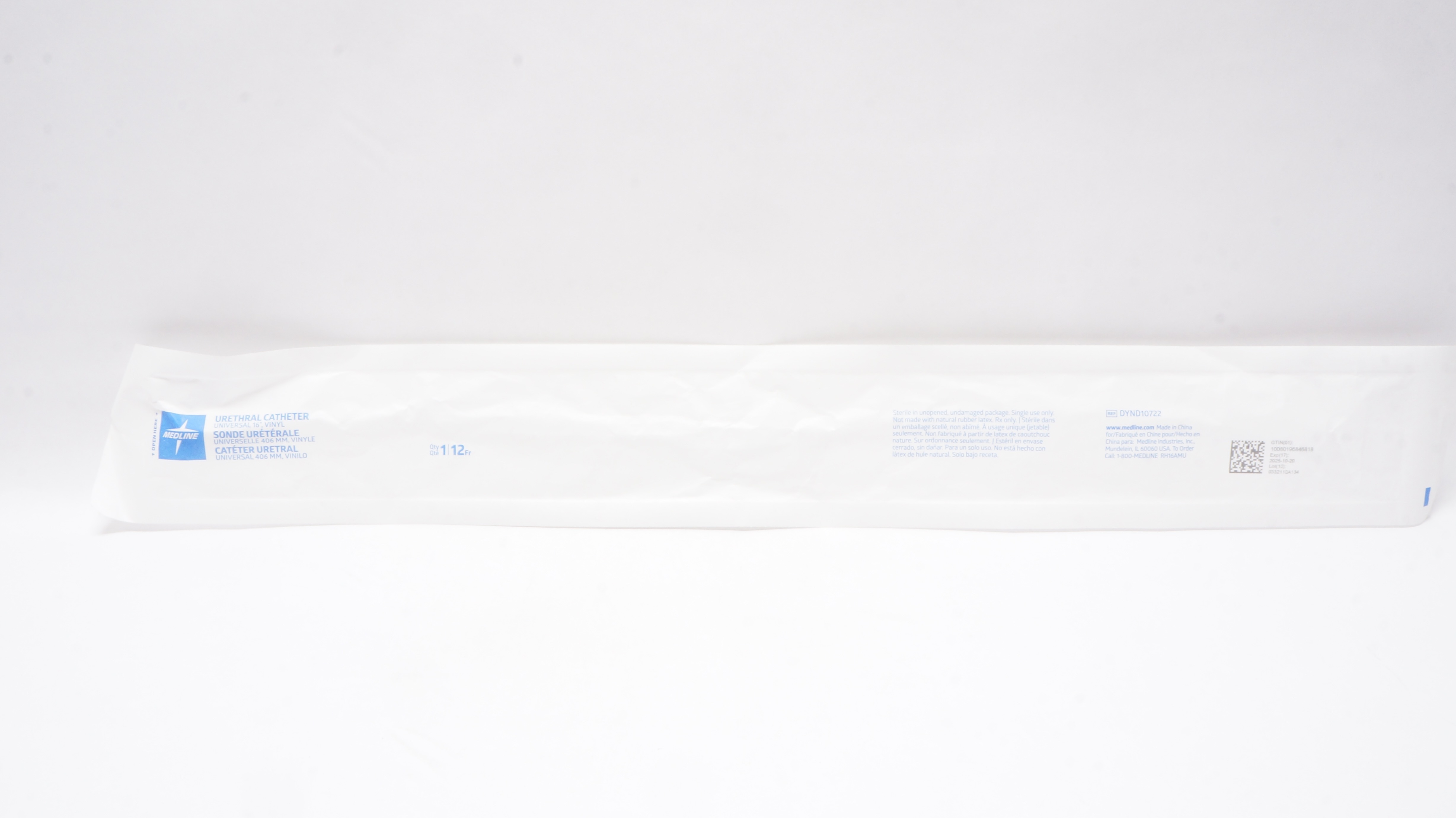 Medline DYND10722 Universal Urethral Vinyl Cath. 12Fr x 16inch