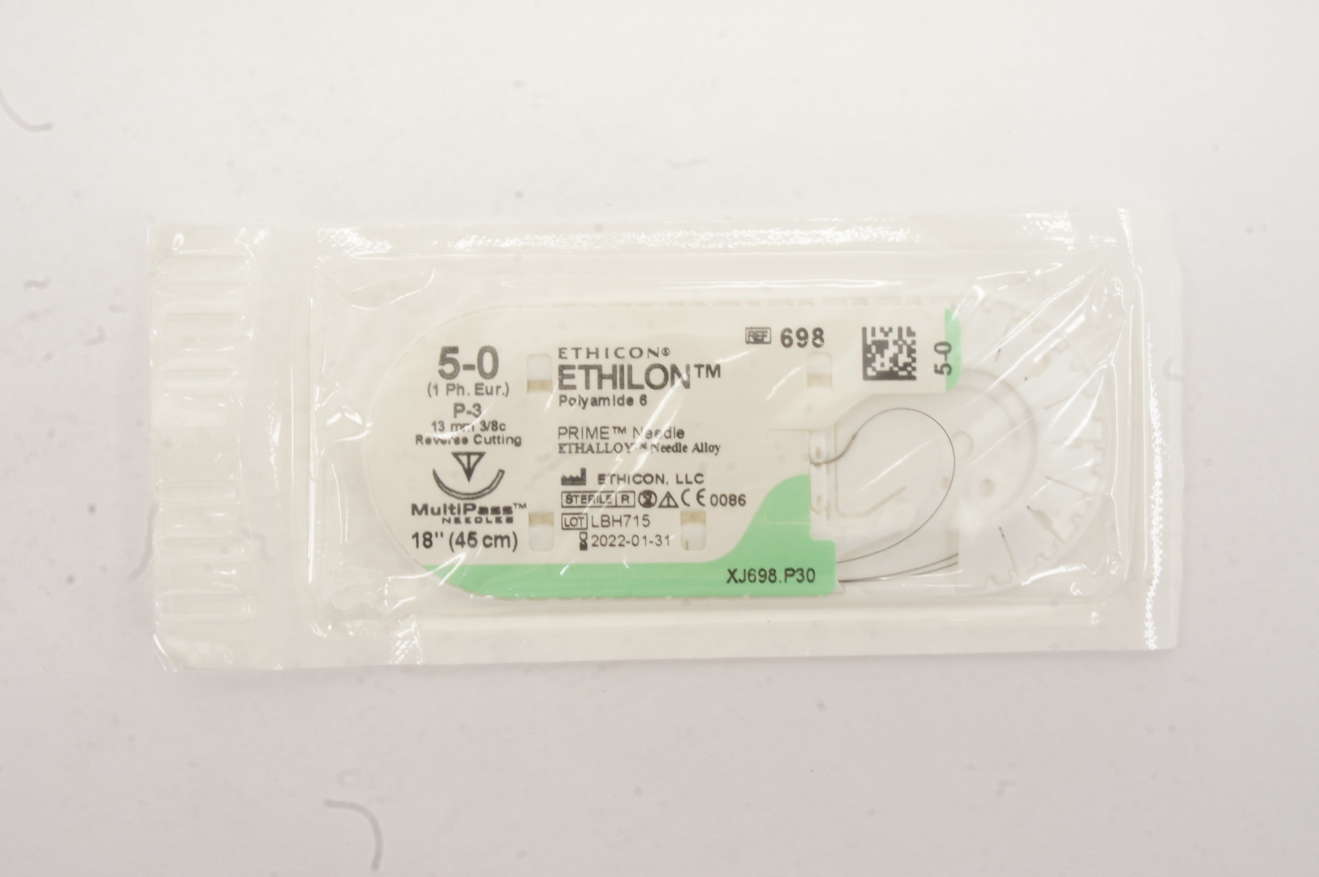 Ethicon 698 5-0 ETHILON P-3 13mm 3/8c Reverse Cutting 18inch