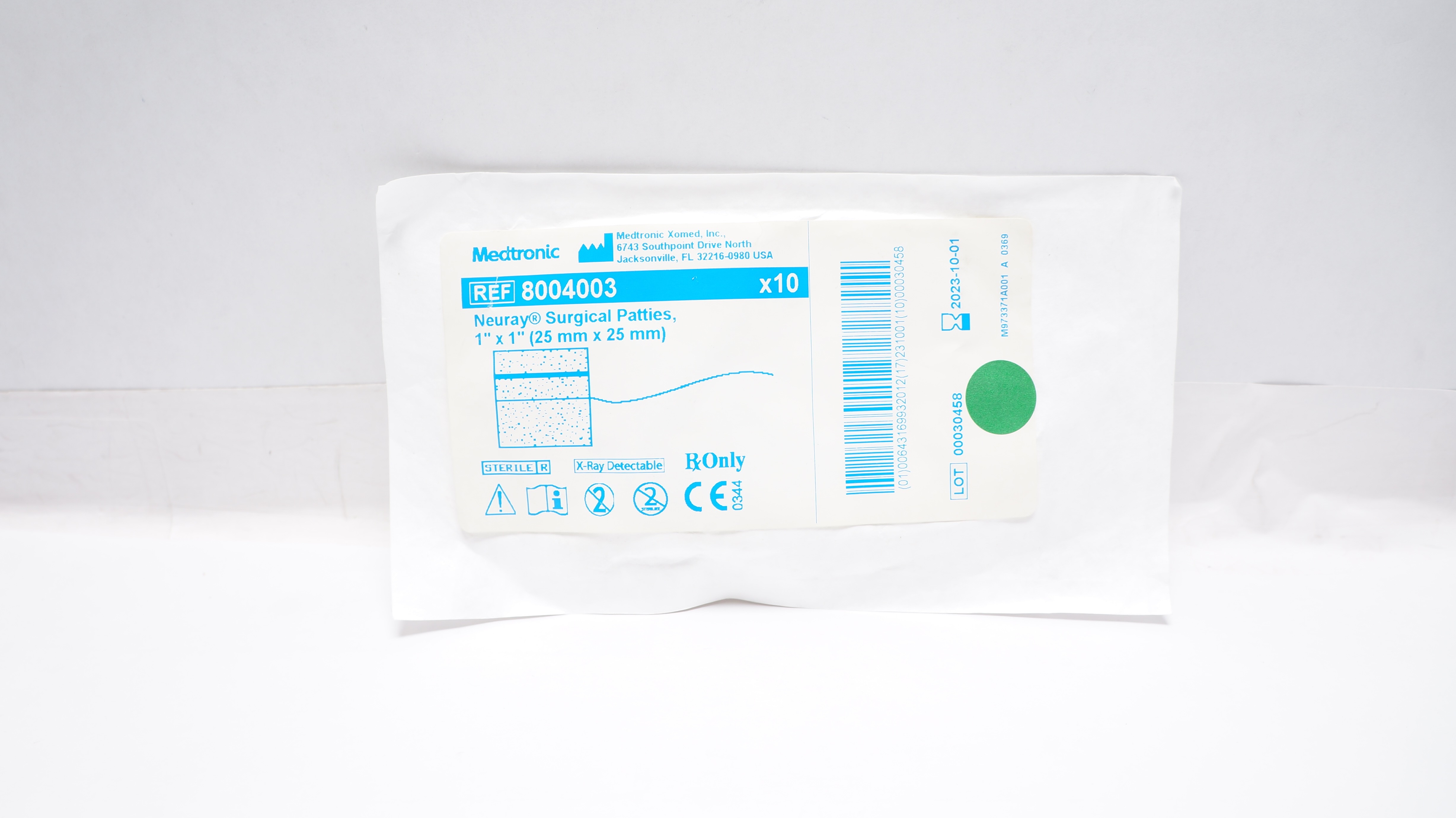 Medtronic 8004003 Neuray Neurosurgical Patties 1 x 1inch (x) - Pack of 10