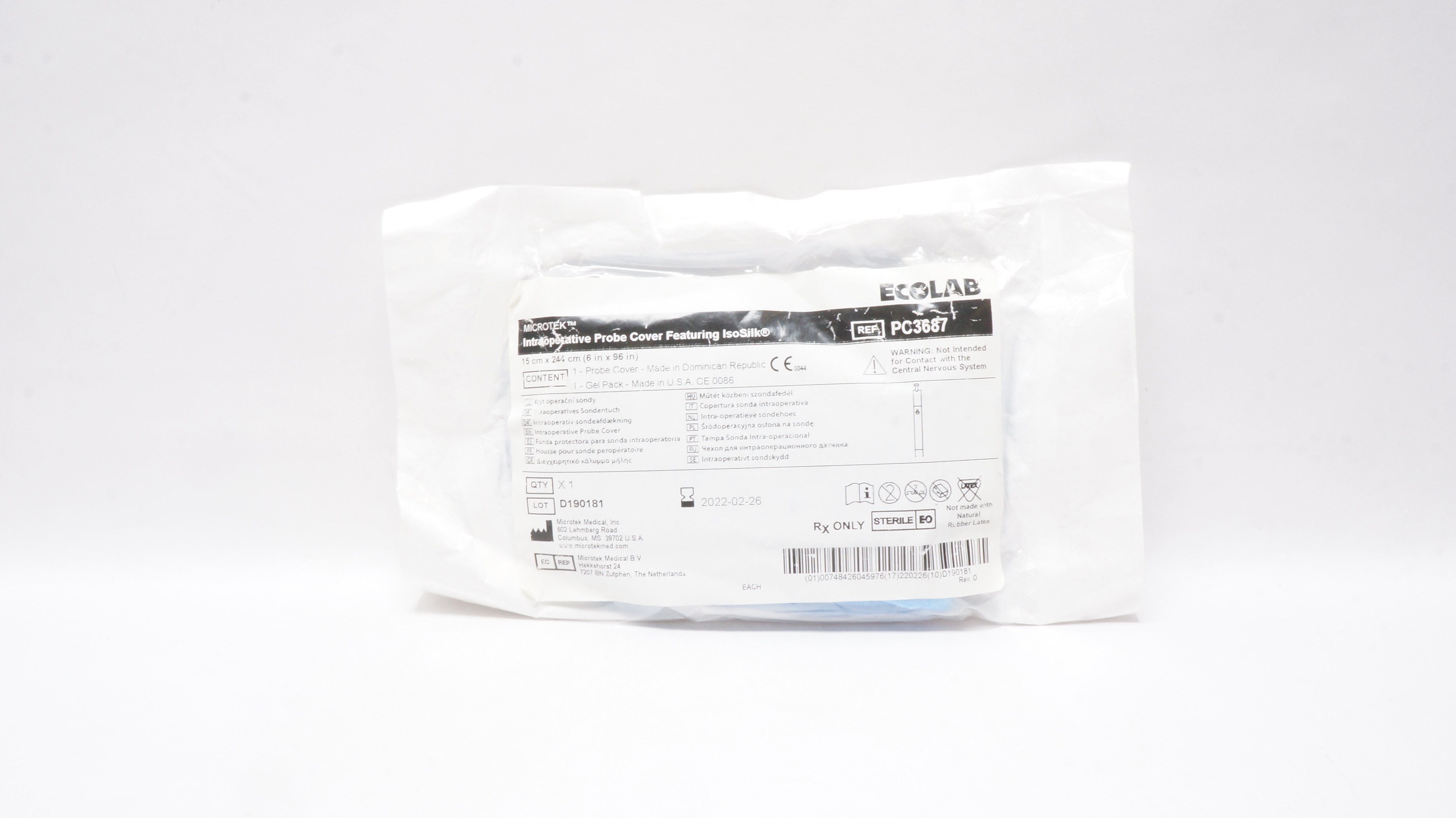 Microtek PC3687 Ecolab Intraoperative Probe Cover Featuring IsoSilk 6x96inch(x)
