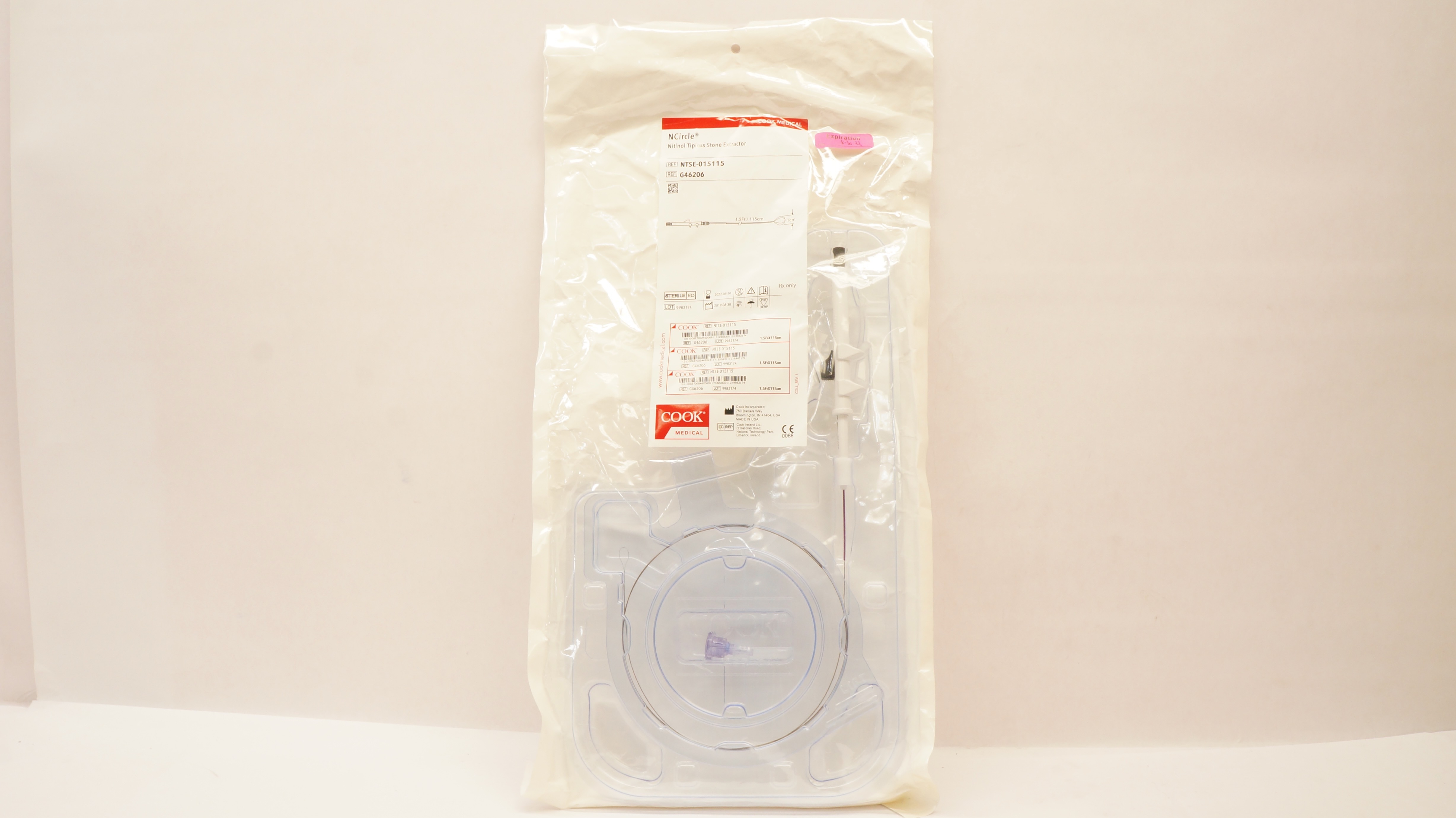 Cook G46206 NCircle Nitinol Tipless Stone Extractor 1.5Fr x 115cm(x)