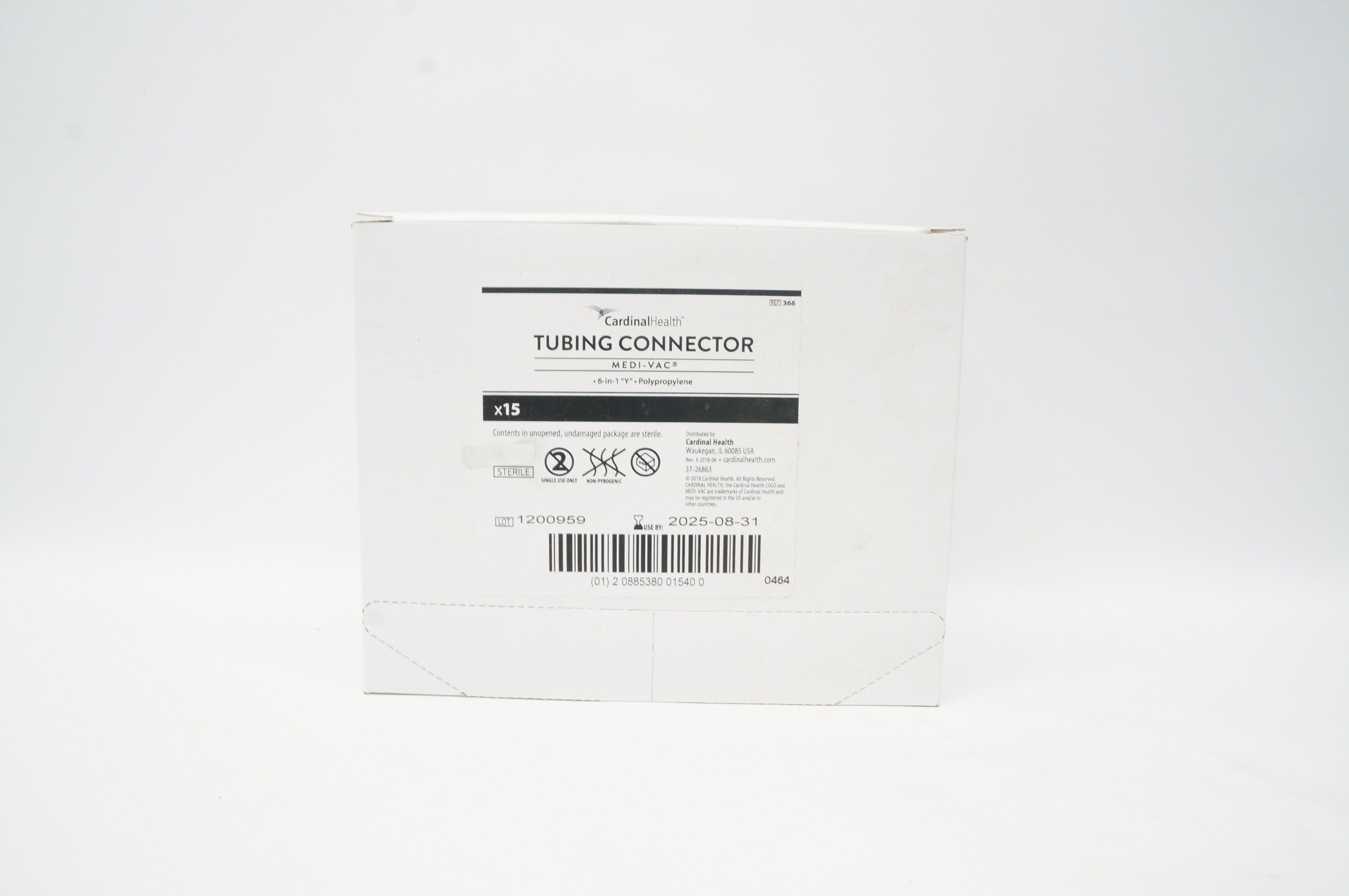 Cardinal Health 366 Medi-Vac Tubing Connector 6-in-1 Y Polypropylene - Box of 15