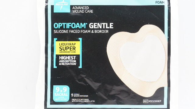 Medline MSC2399EP Optifoam Gentle LQ Silicone Faced Foam&Border Dressing 9x9inch