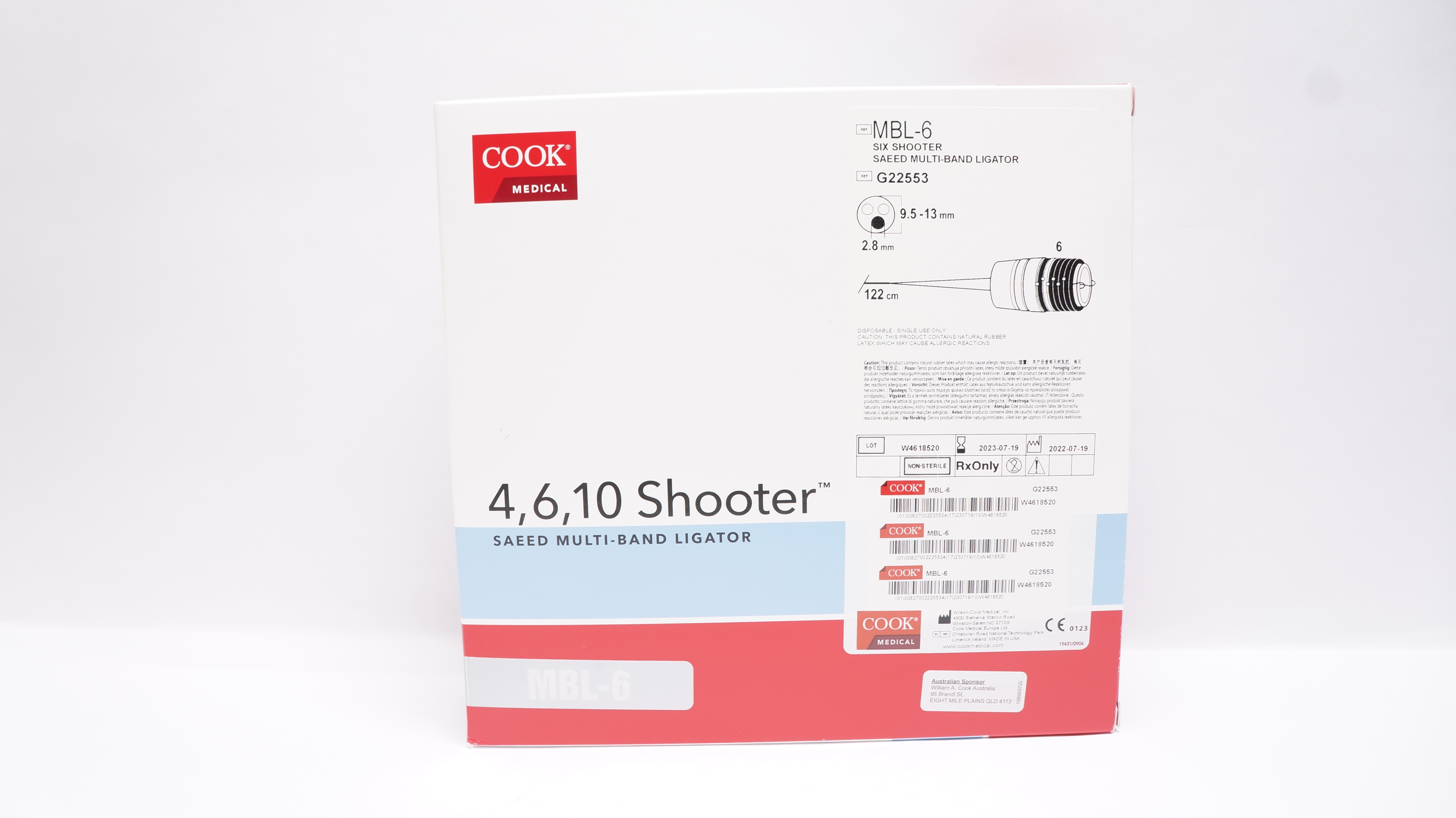 Cook Medical G22553 Six Shooter Saeed Multi-Band Ligator 9.5-13mm x 122cm (x)
