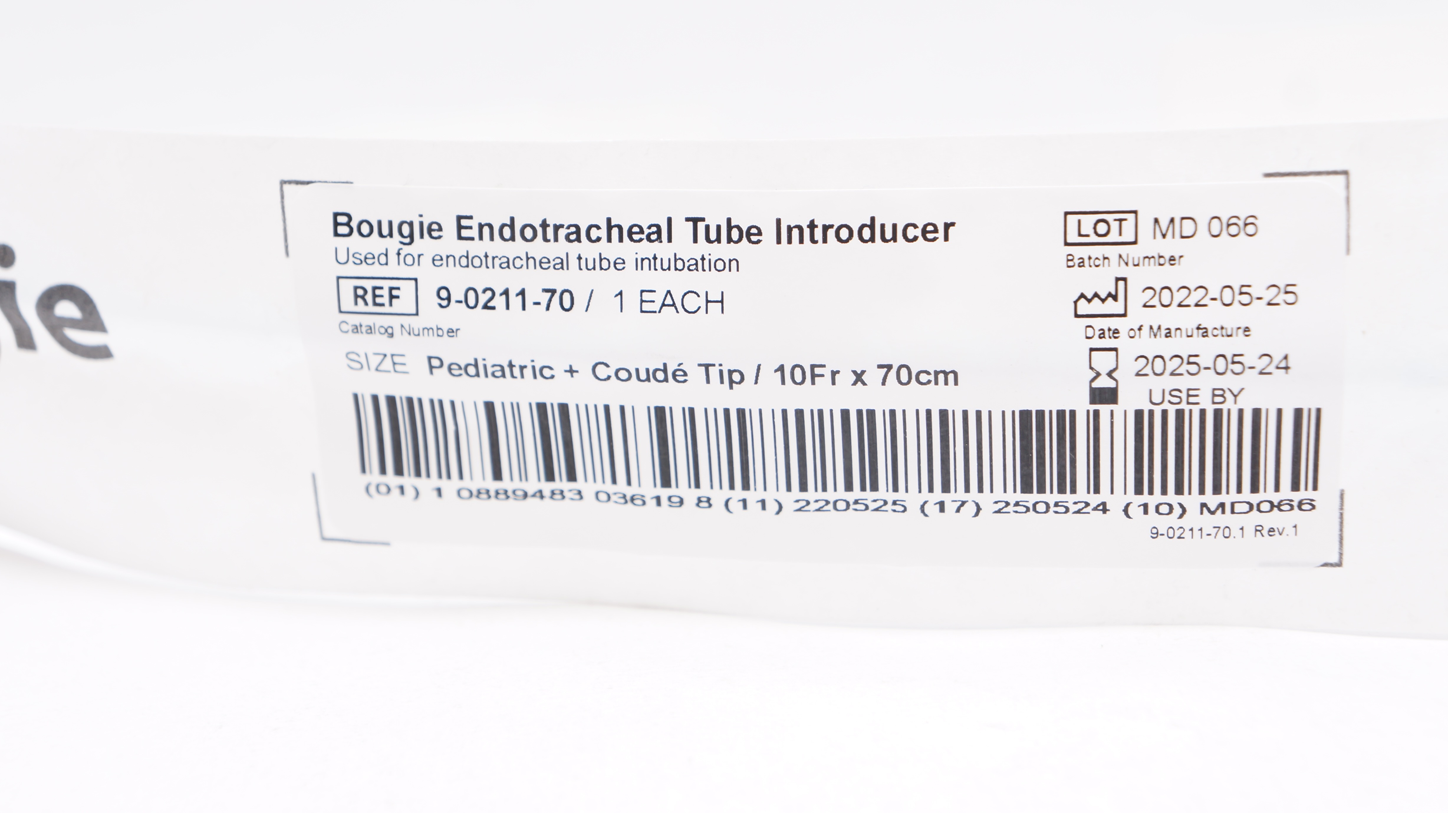 SunMed 9-0211-70 Bougie Endotracheal Tube Introducer Pediatric 10Fr x 70cm