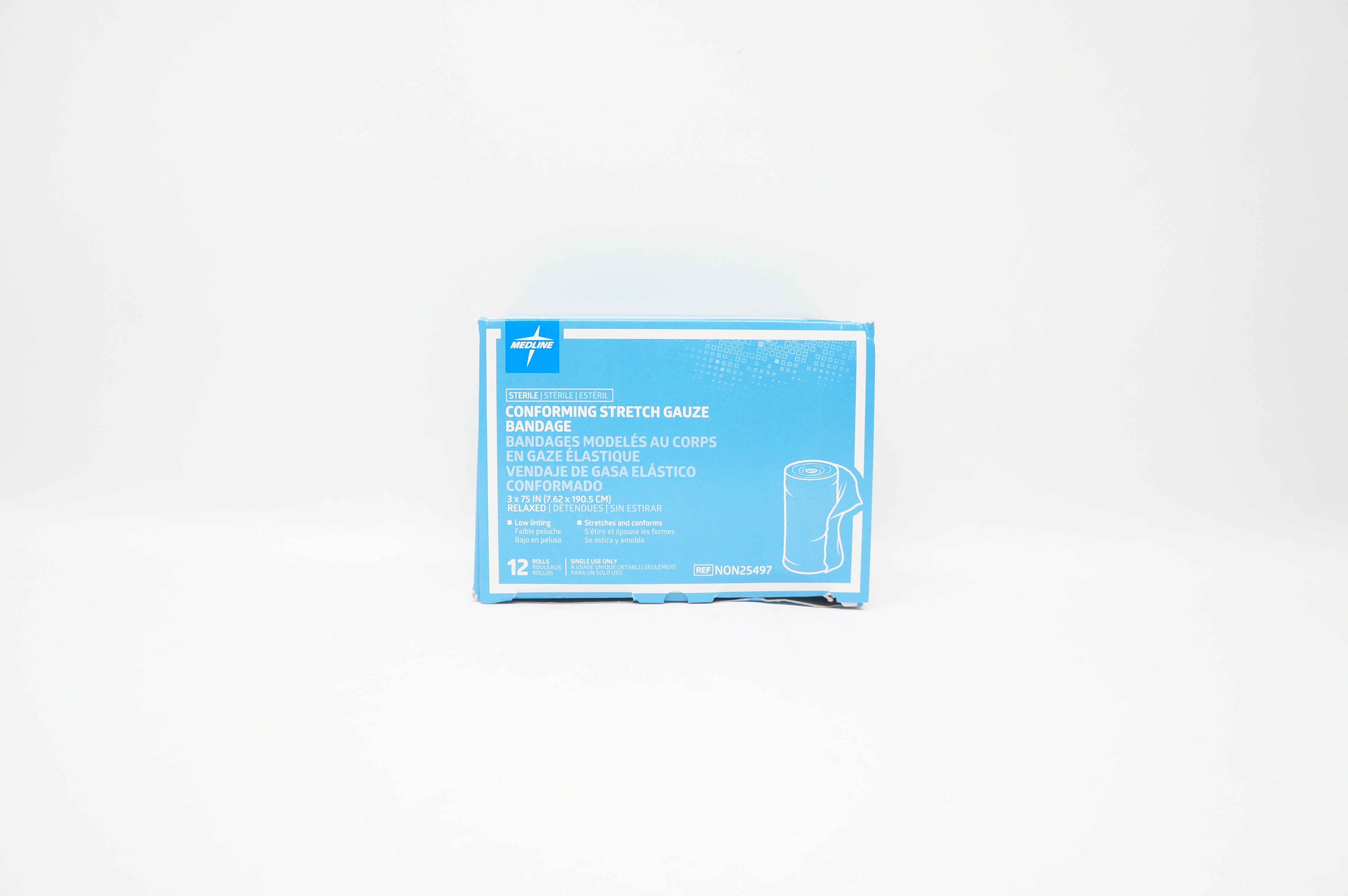Medline NON25497 Conforming Stretch Gauze Bandage 3 inch x 75 inch - Box of 12
