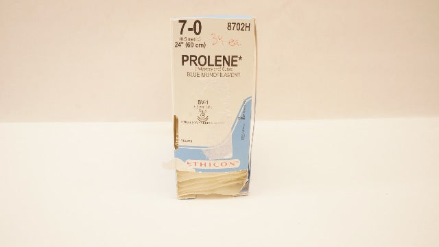 Ethicon 8702H Prolene Polypropylene 7-0 BV-1 9.3mm 3/8c 24Inch (x) - Box of 36