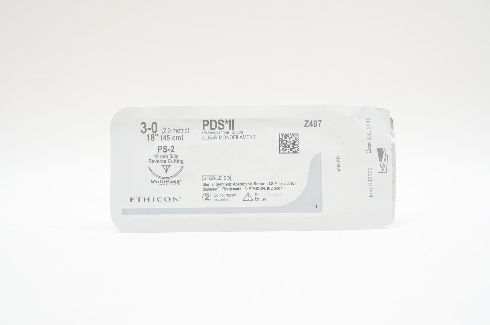 Ethicon Z497 3-0 PDS II, PS-2, 19mm 3/8c Reverse Cutting, 18inch (x) - Lot of 11