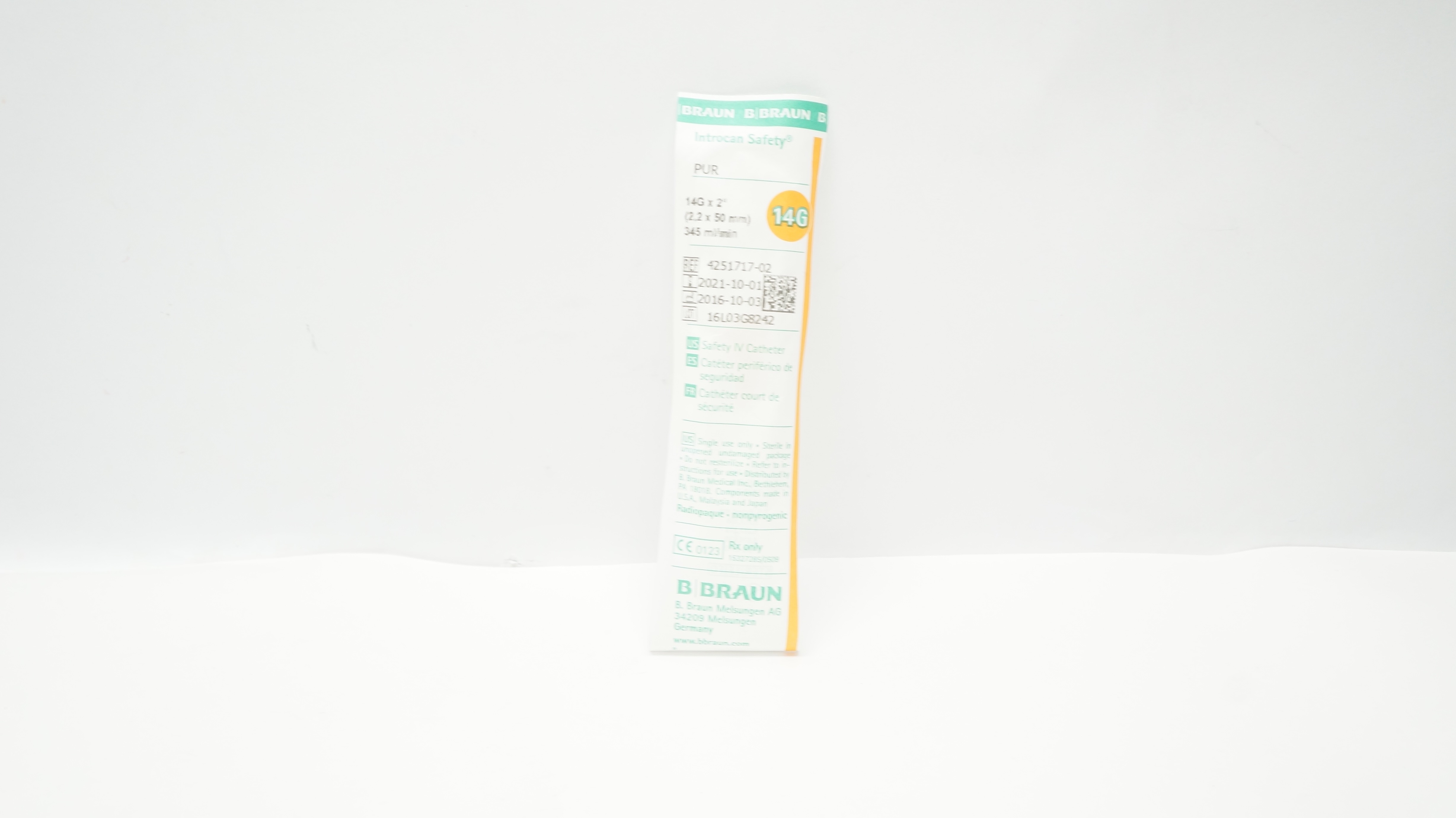 Braun 4251717-02 Introcan Safety IV Cath. 14G x 2inch (x)