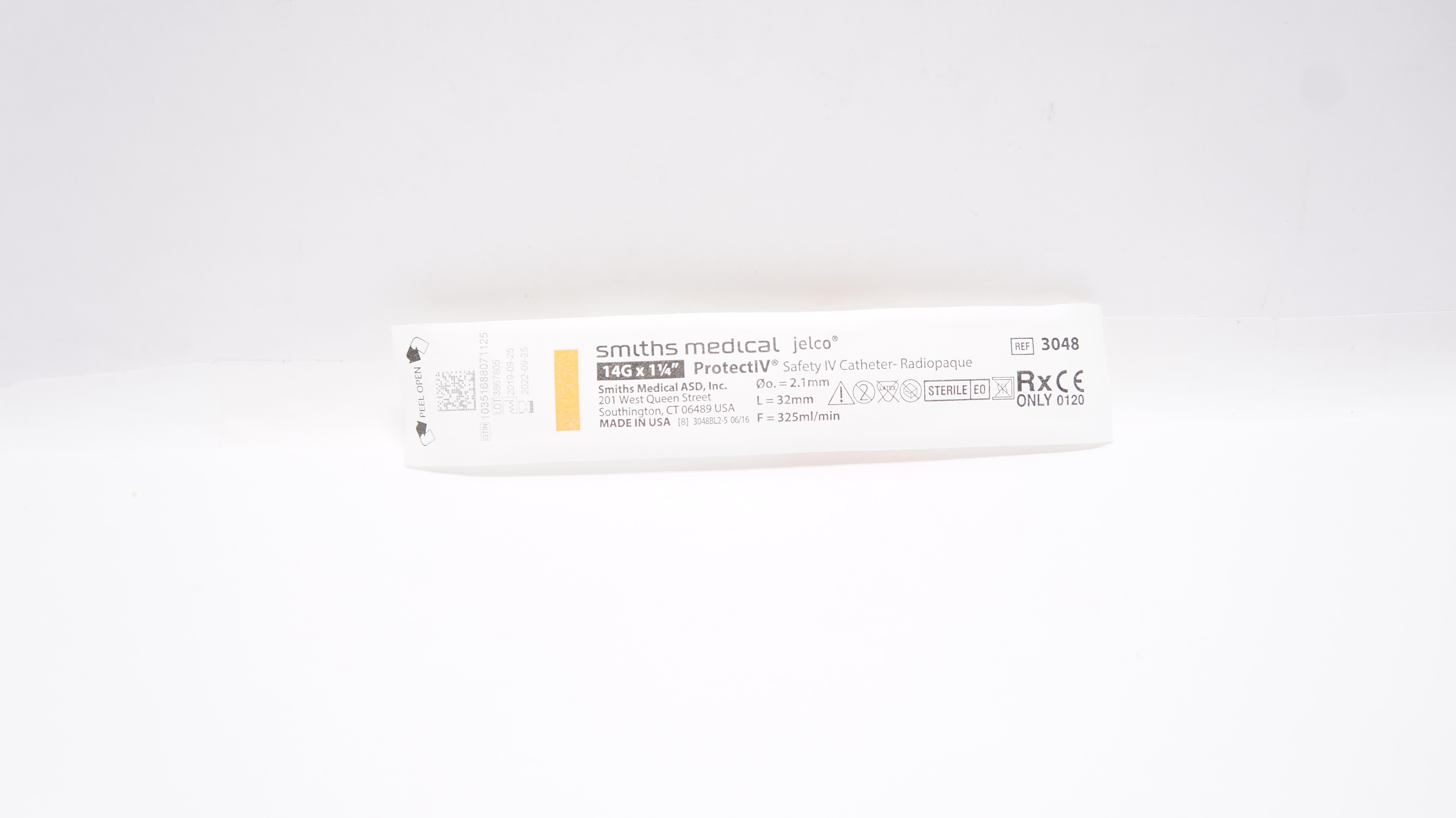 Smiths Medical 3048 JELCO ProtectIV Safety IV Cath. 14G x 1-1/4inch (x)