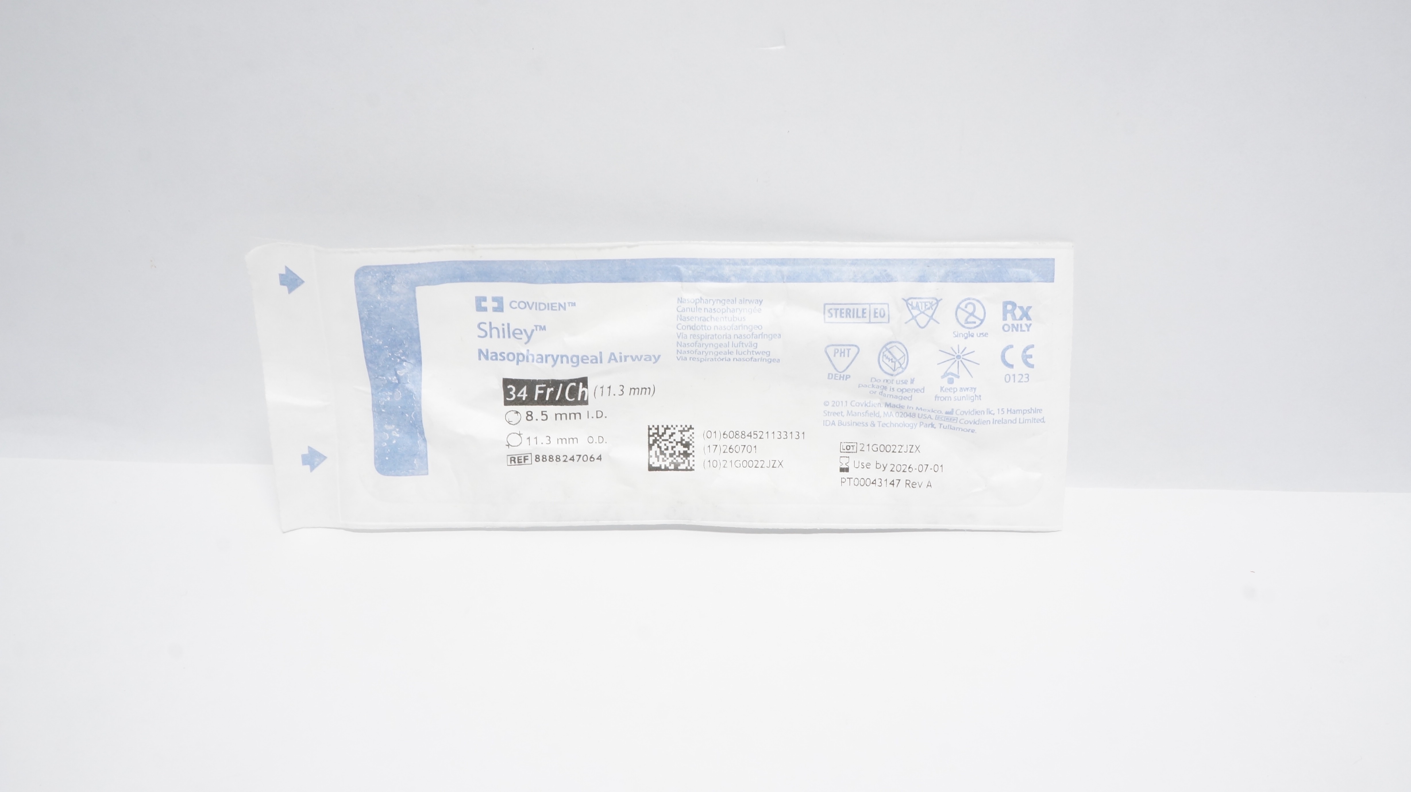 Covidien 8888247064 Shiley Nasopharyngeal Airway 34Fr/Ch x 8.5mm ID