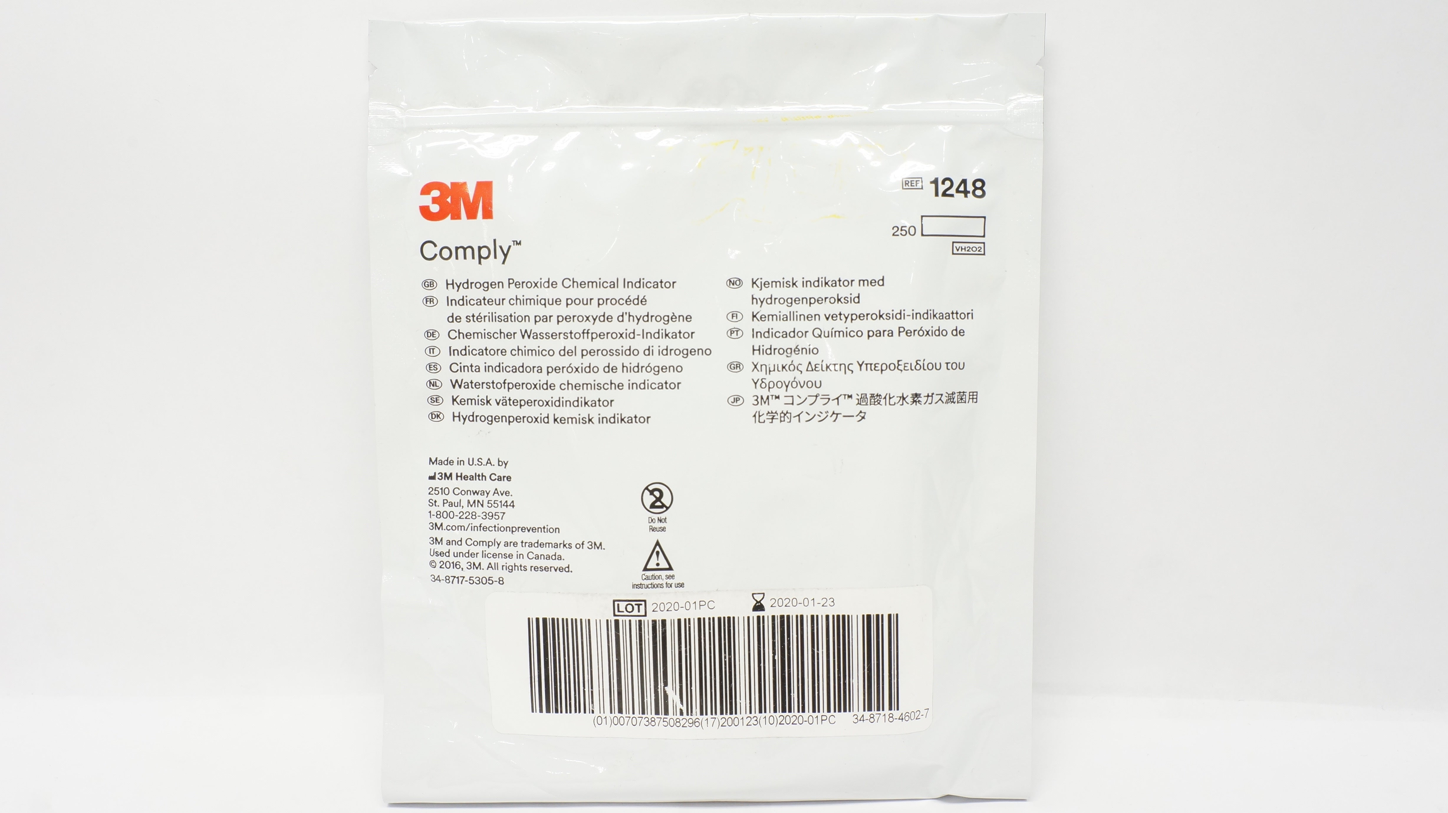 3M 1248 Comply Hydrogen Peroxide Chemical Indicator - Pack of 250 (x)