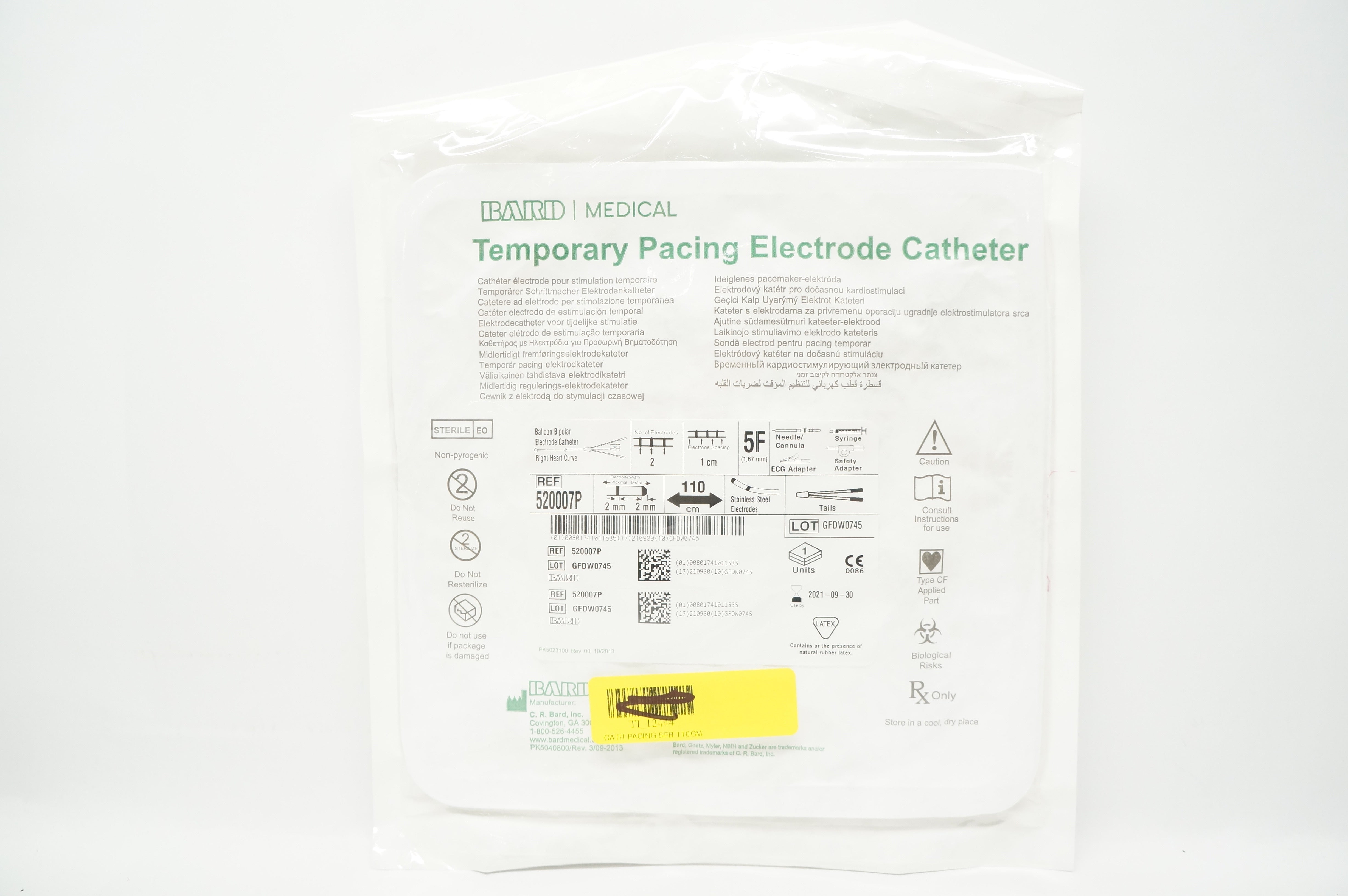 Bard 520007P Temporary Pacing Electrode Cath. 5F x 110cm (x)