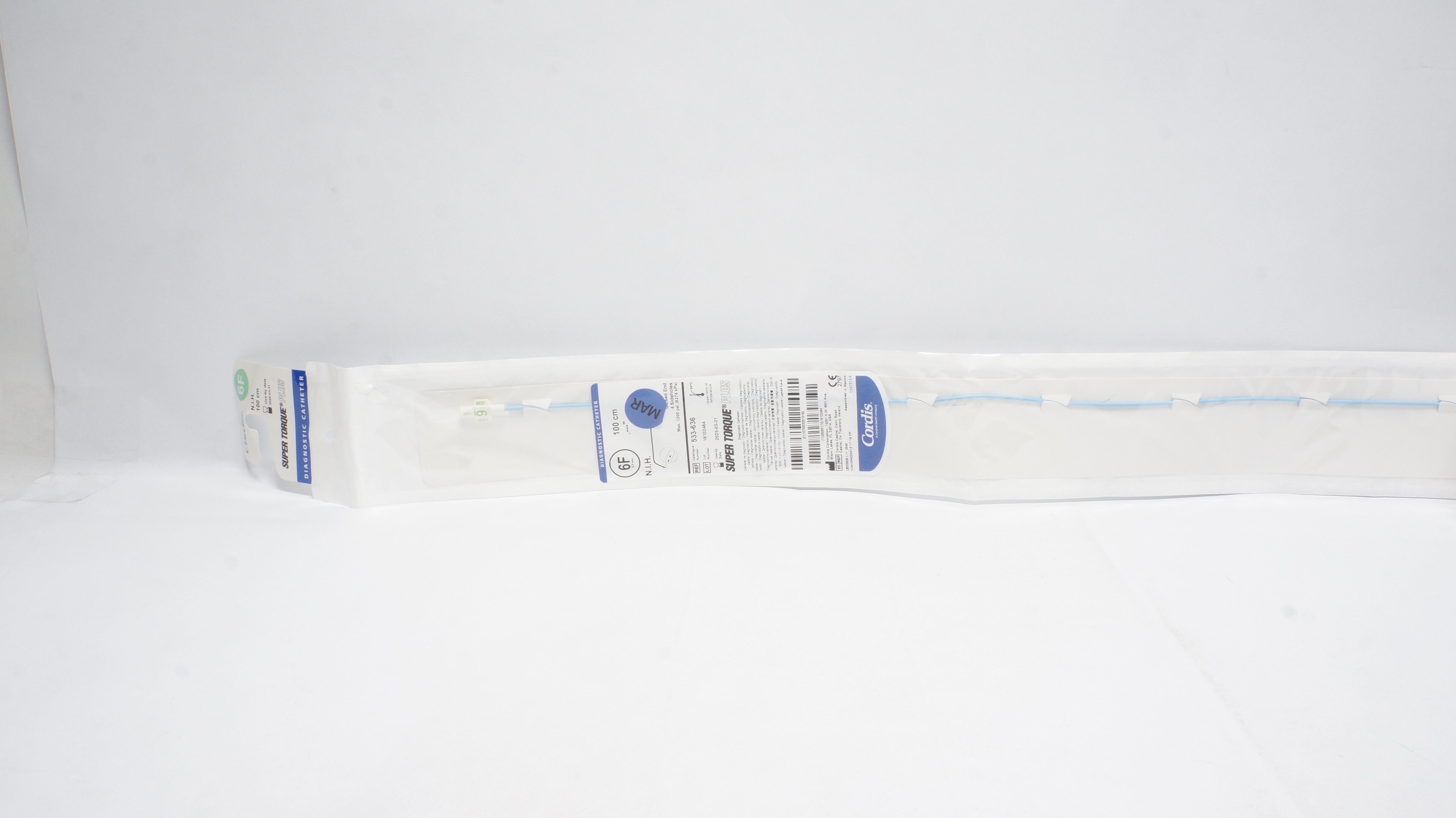 Cordis 533-636 Super Torque Plus N.I.H. Diagnostic Cath. 6F x 100cm (x)
