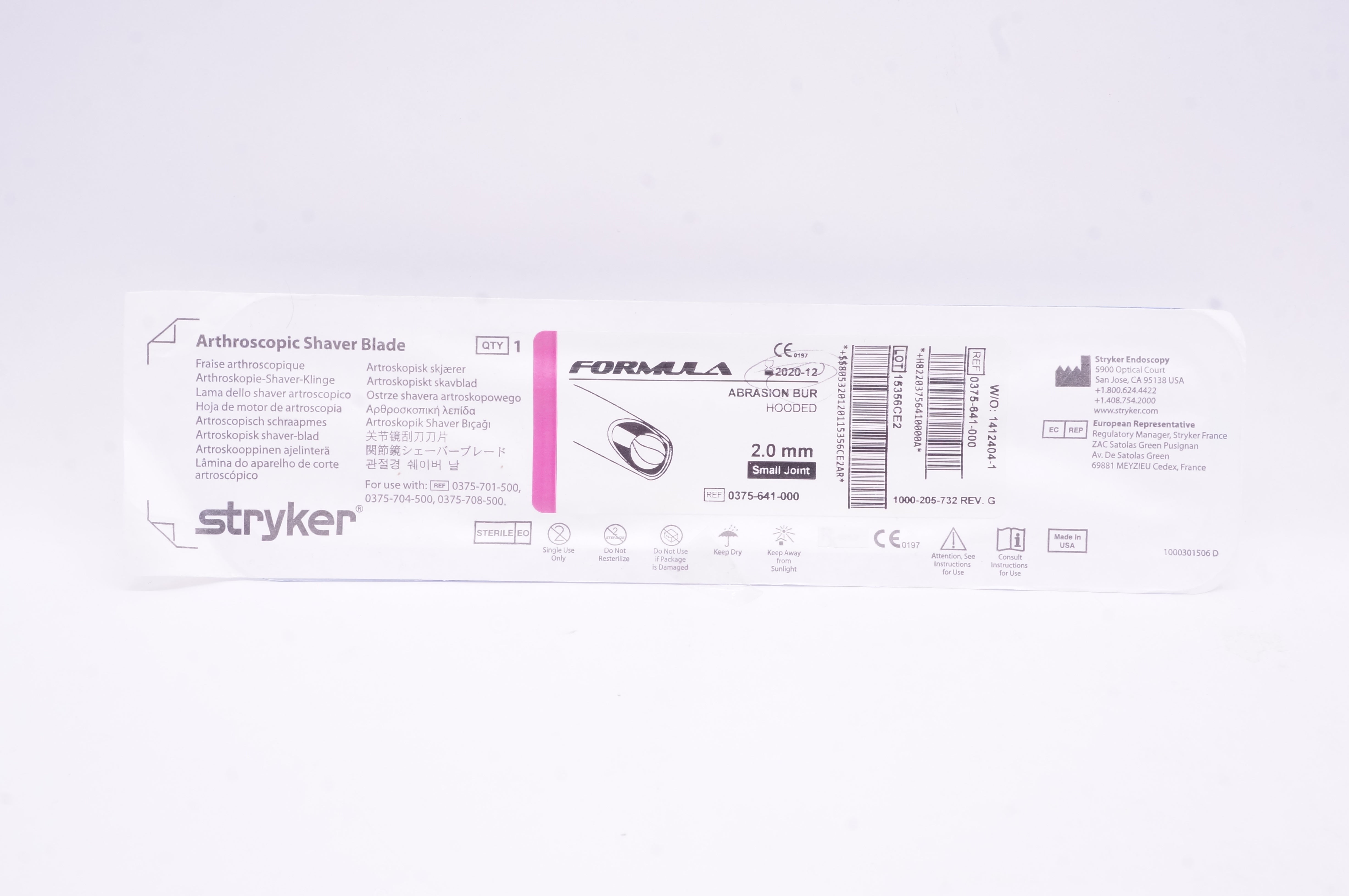 Stryker 0375-641-000 Hooded Abrasion Bur, Small Joint 2.0mm (x)