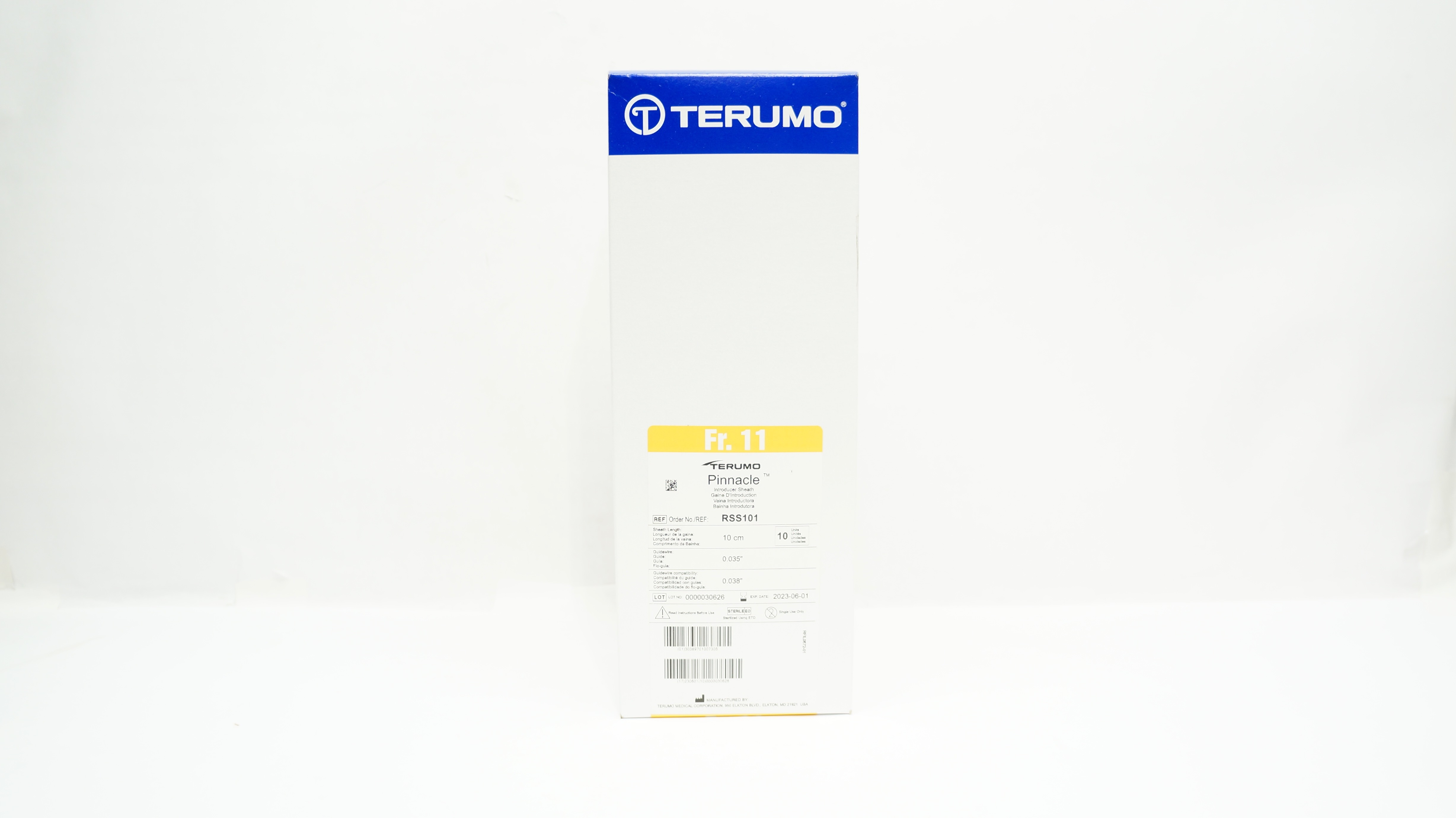 Terumo RSS101 Pinnacle Introducer Sheath 10cm x 0.035inch x 0.038In(x)-Box of 10