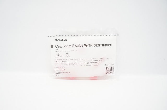 McKesson 4834 Oral Foam Swabs w/ Dentifrice Mint - Pack of 10