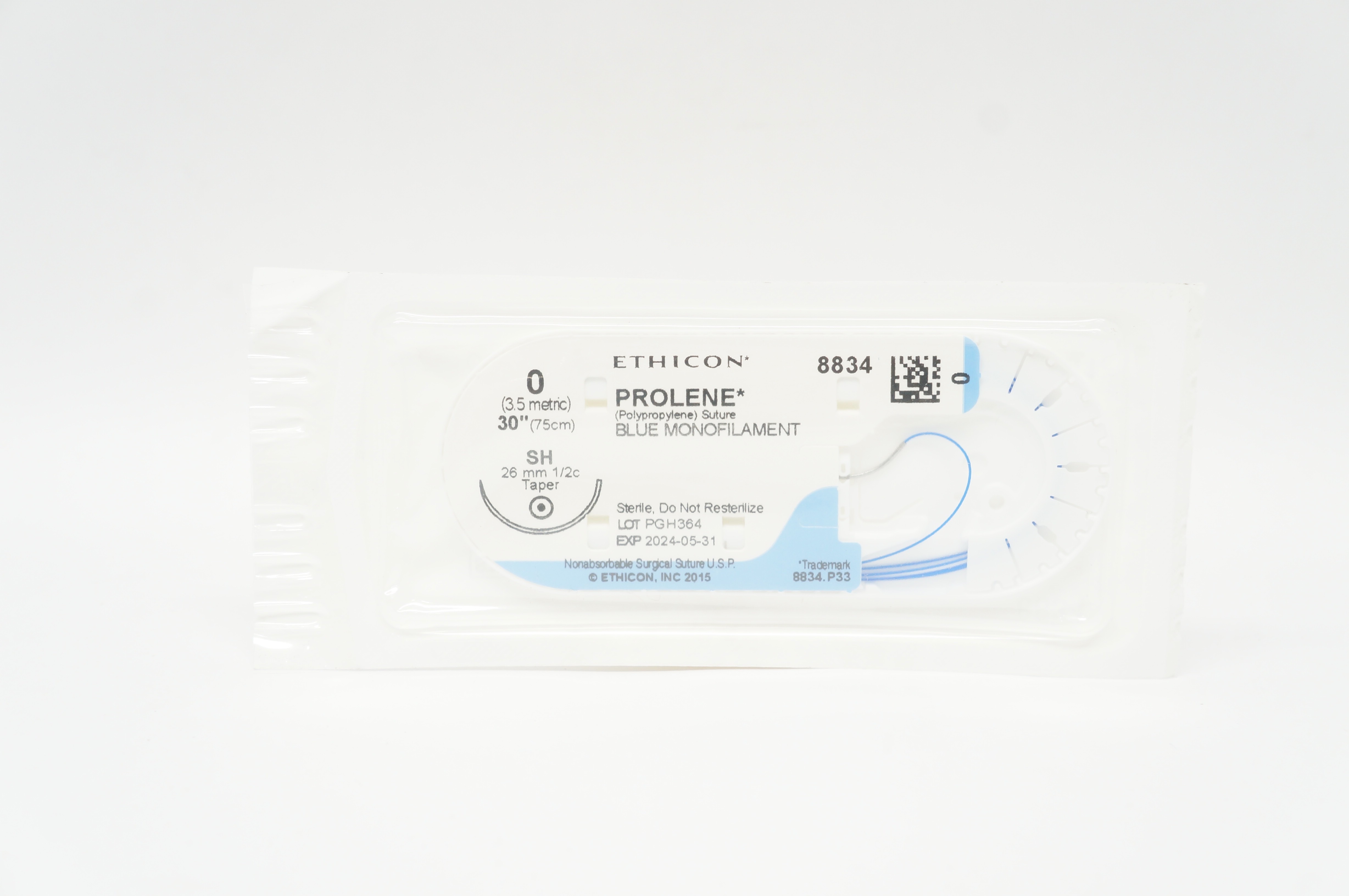 Ethicon 8834 0 PROLENE Polypropylene Stre SH 26mm 1/2c Taper, 30inch
