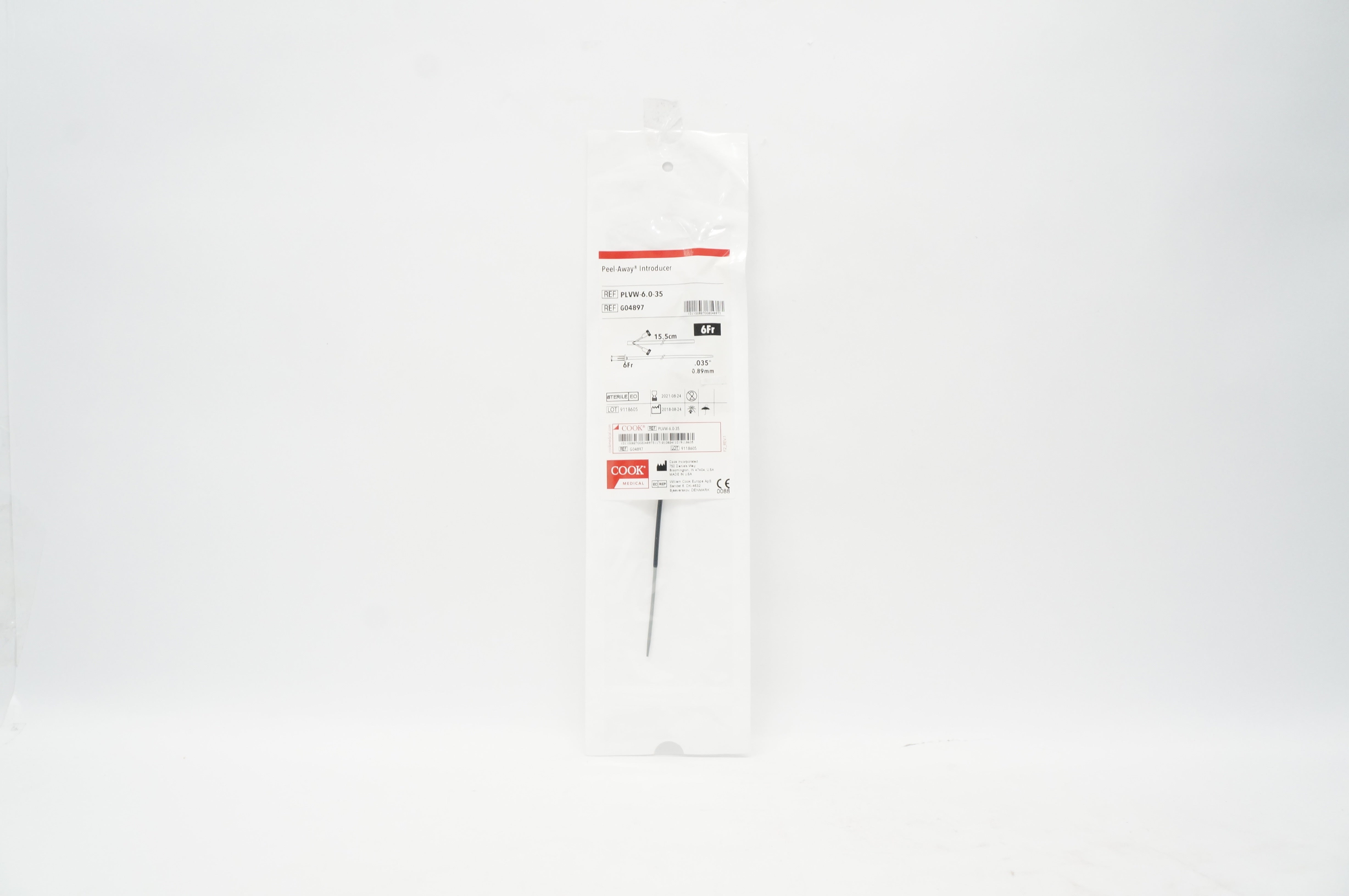 Cook Medical G04897 Peel-Away Introducer 6Fr x 15.5cm