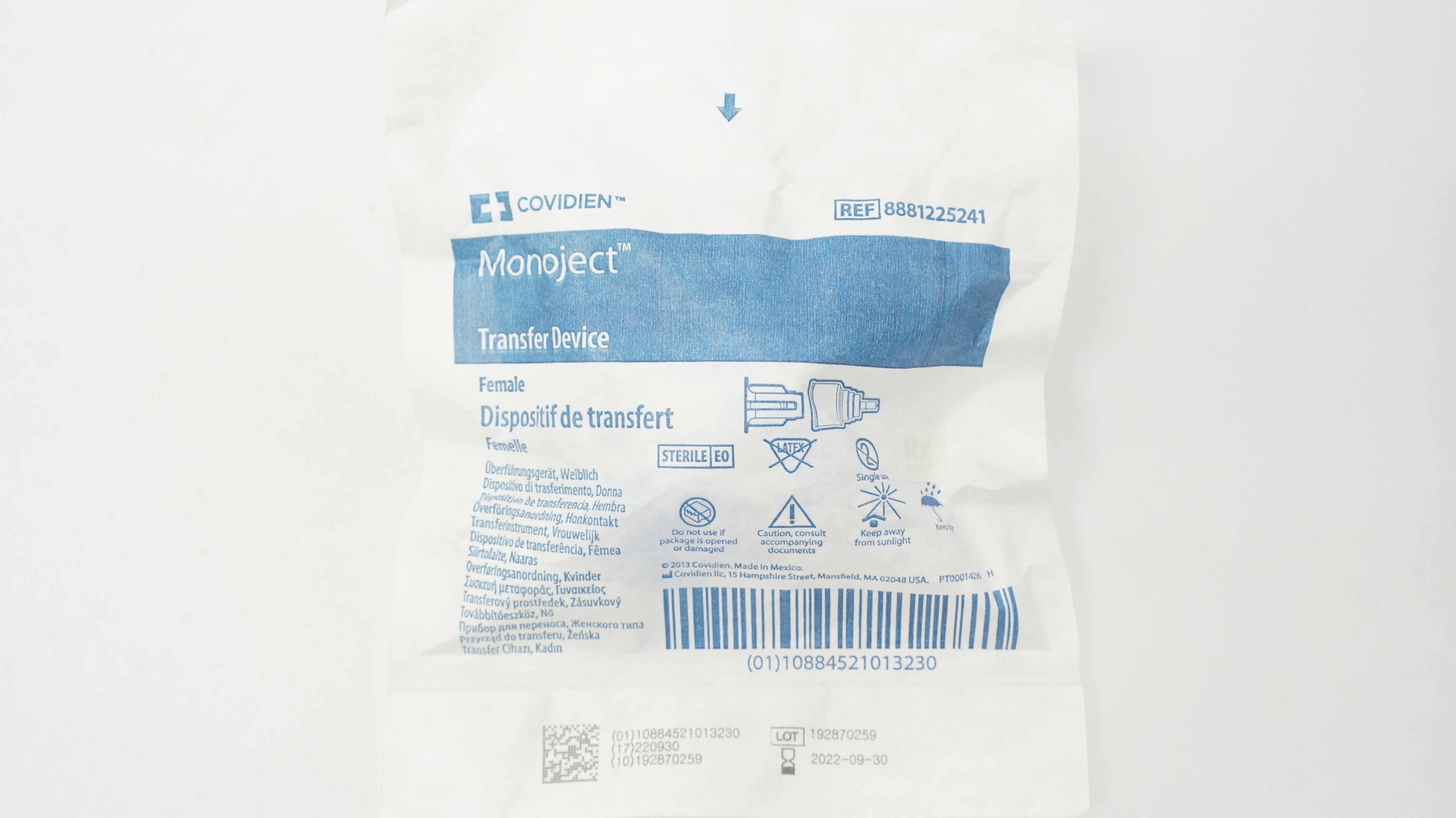 Covidien 8881225241 Monoject Transfer Device Female (x)