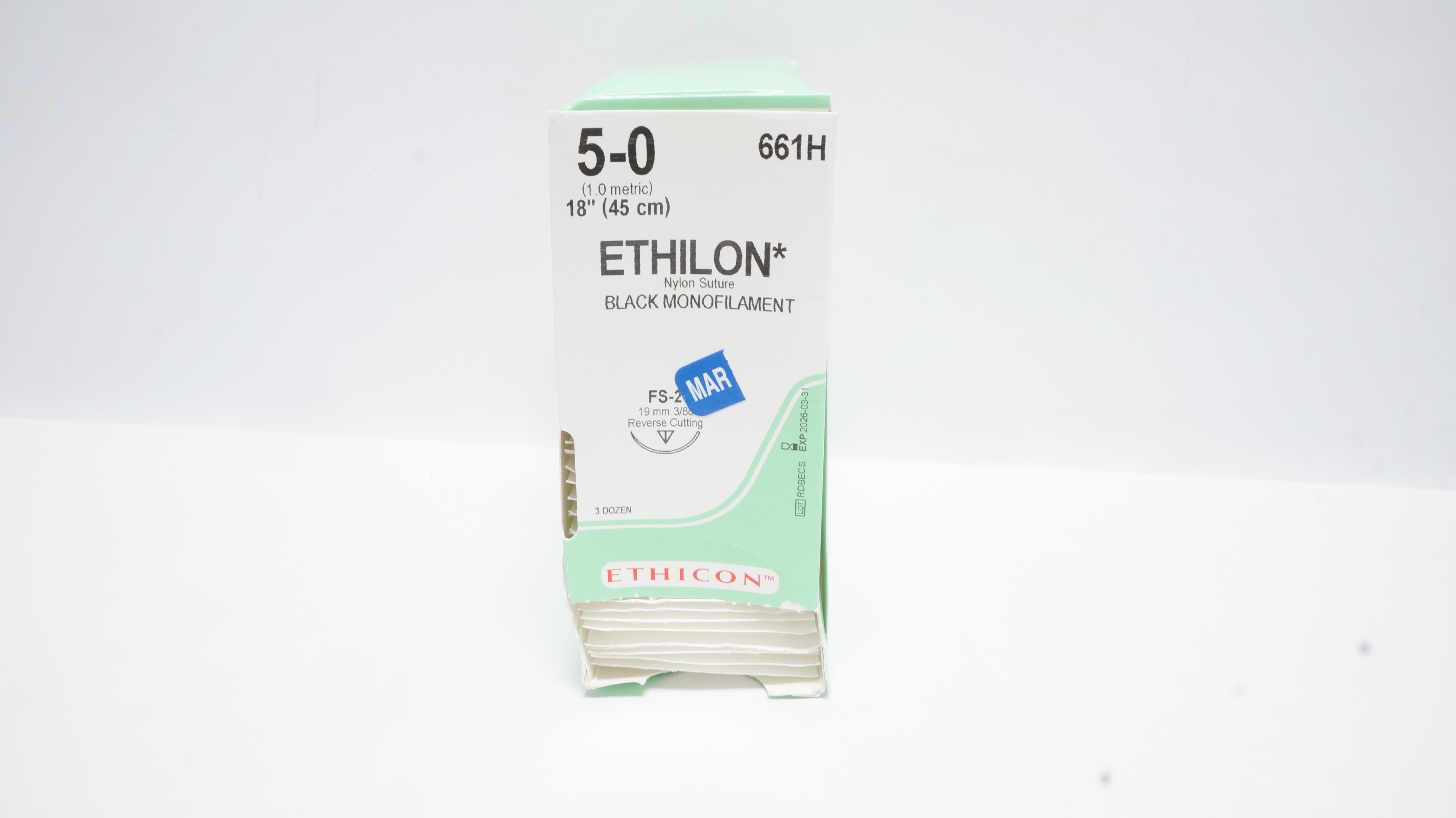 Ethicon 661H 5-0 ETHILON, FS-2, 3/8 19mm Reverse Cutting, 18in - Box  of 36 (x)