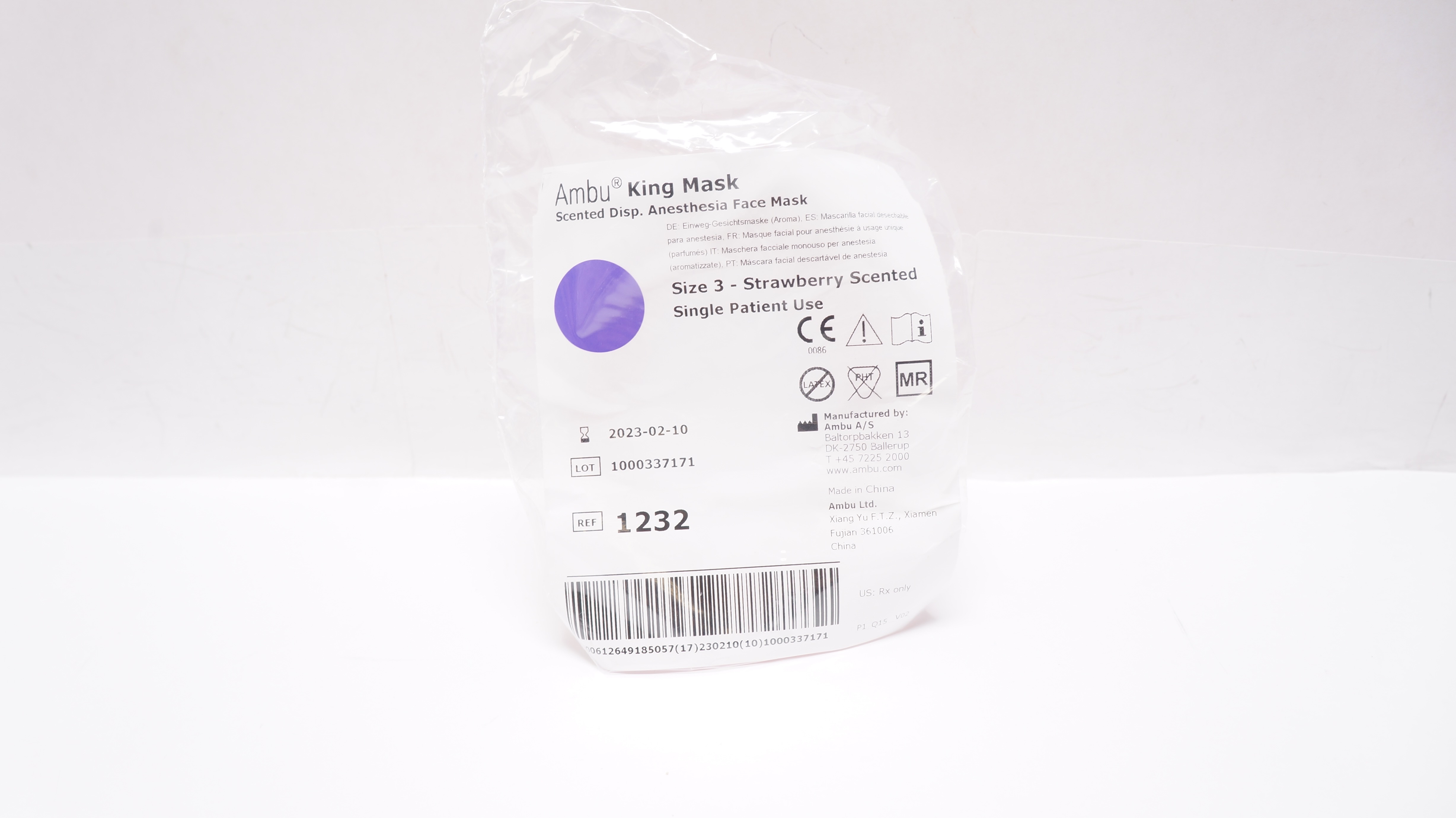 Ambu 1232 King Mask Strawberry Scented Disp. Anesthesia Mask, Size 3 (x)