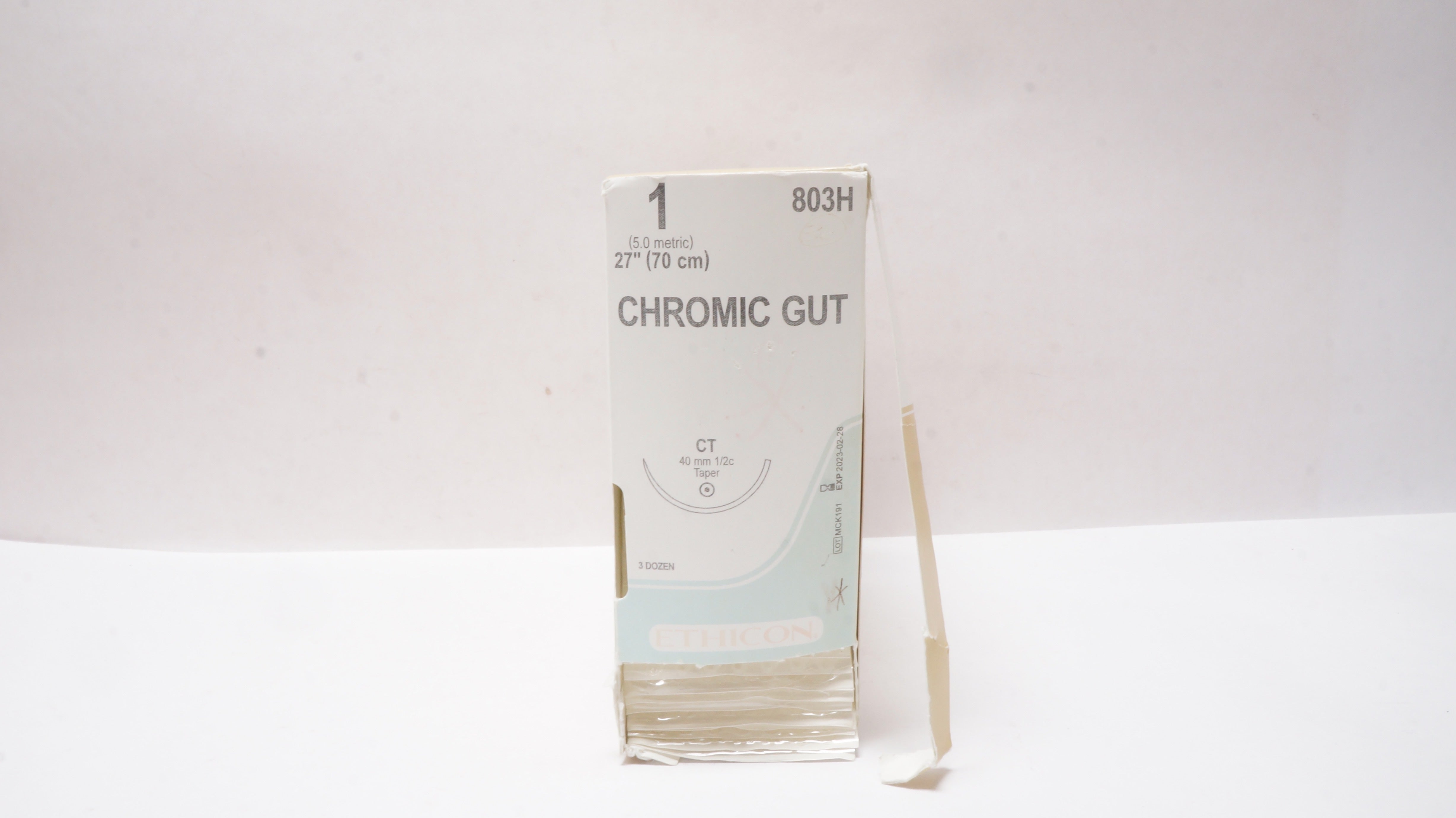 Ethicon 803H 1 Chromic Gut 27inch CT 40mm 1/2c Taper (x) - Box of 33