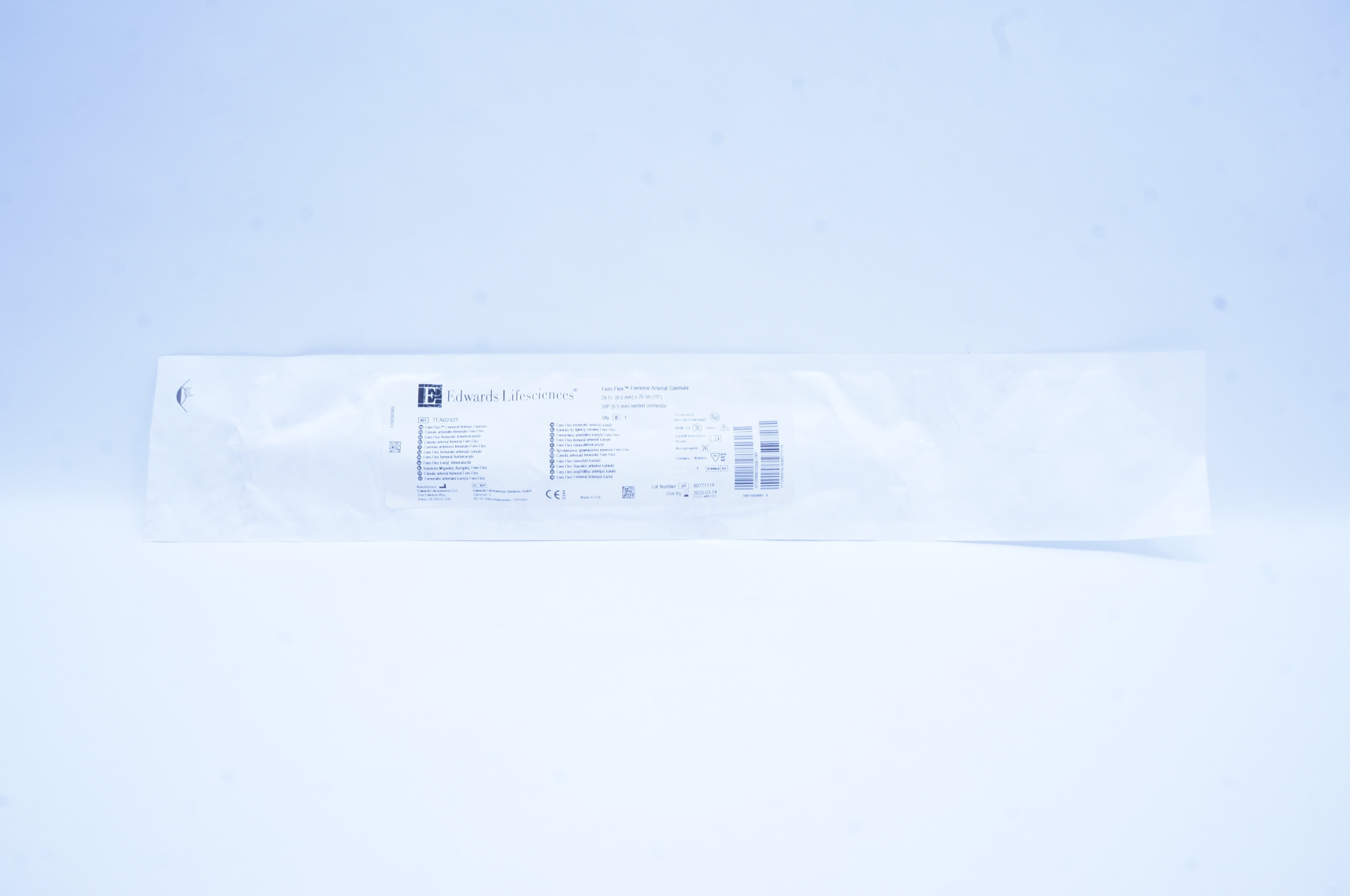 Edwards Lifesciences TFA02425 Fem-Flex Femorial Arterial Cannula 24Fr x 3/8in(x)