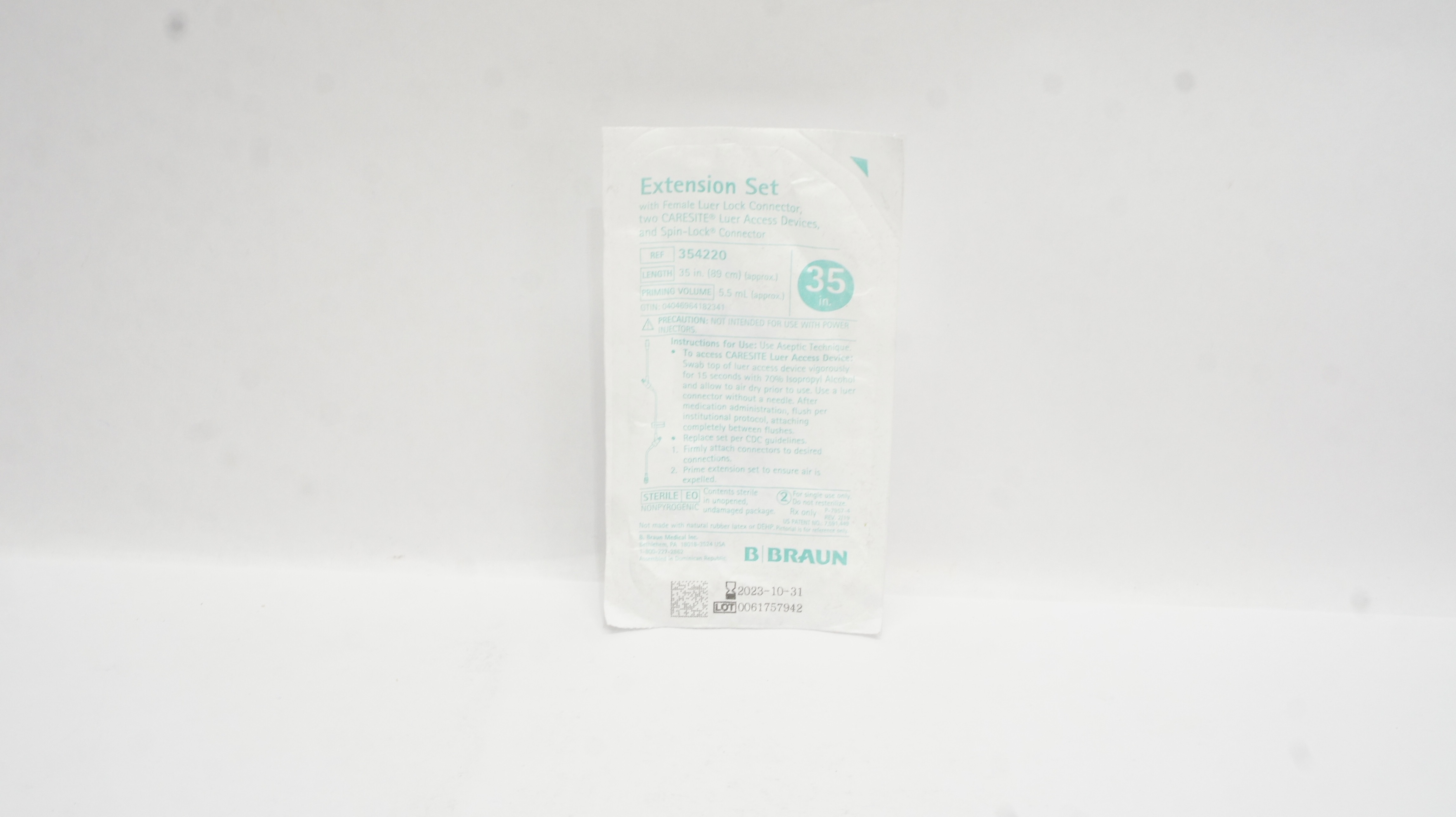 Braun 354220 Extension Set w/Female Luer Lock Connector 35inch x 5.5mL Appx.(x)