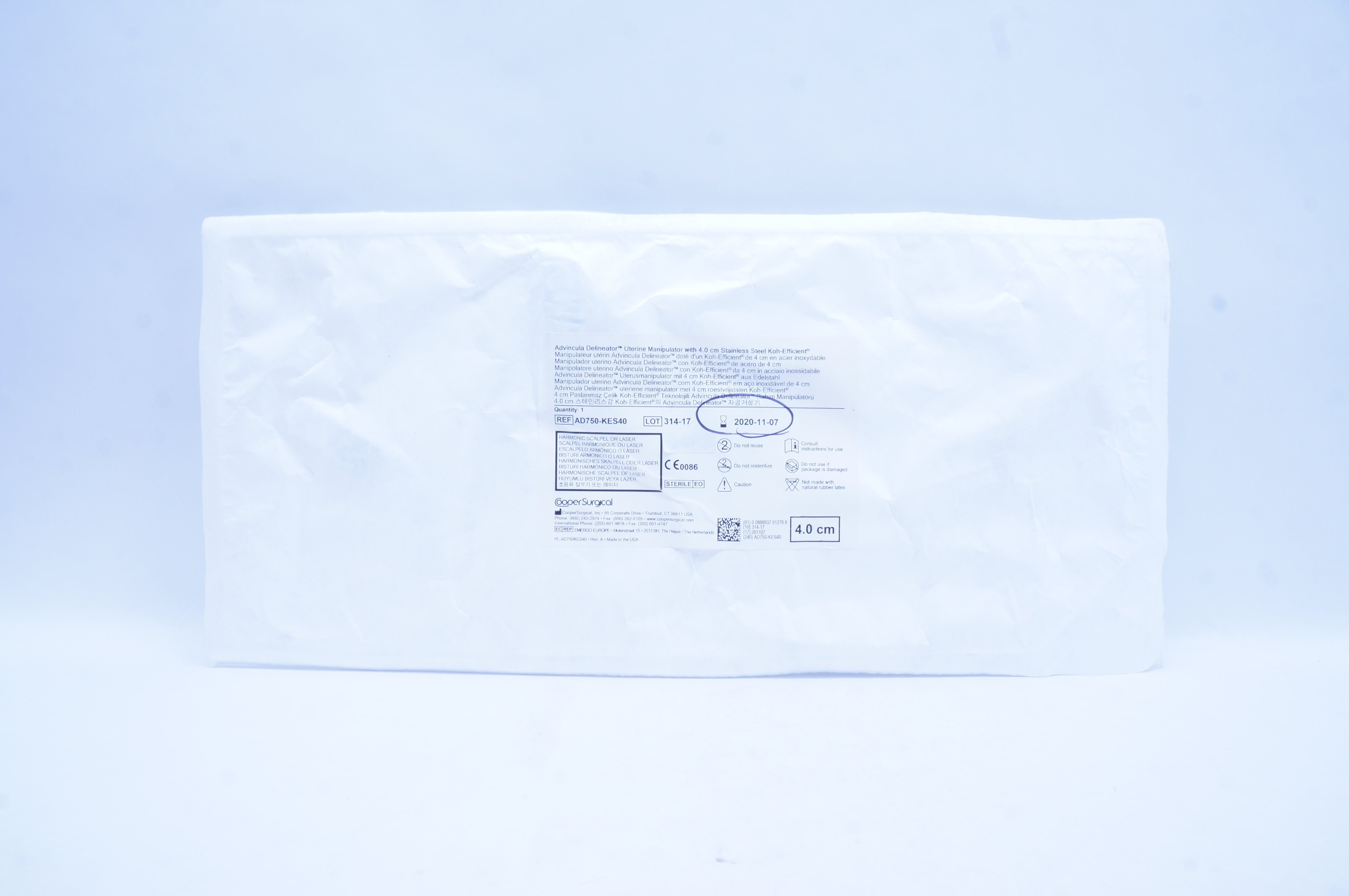 Cooper AD750-KES40 Advincula Uterine Manipulator with Stainless Steel 4.0cm (x)