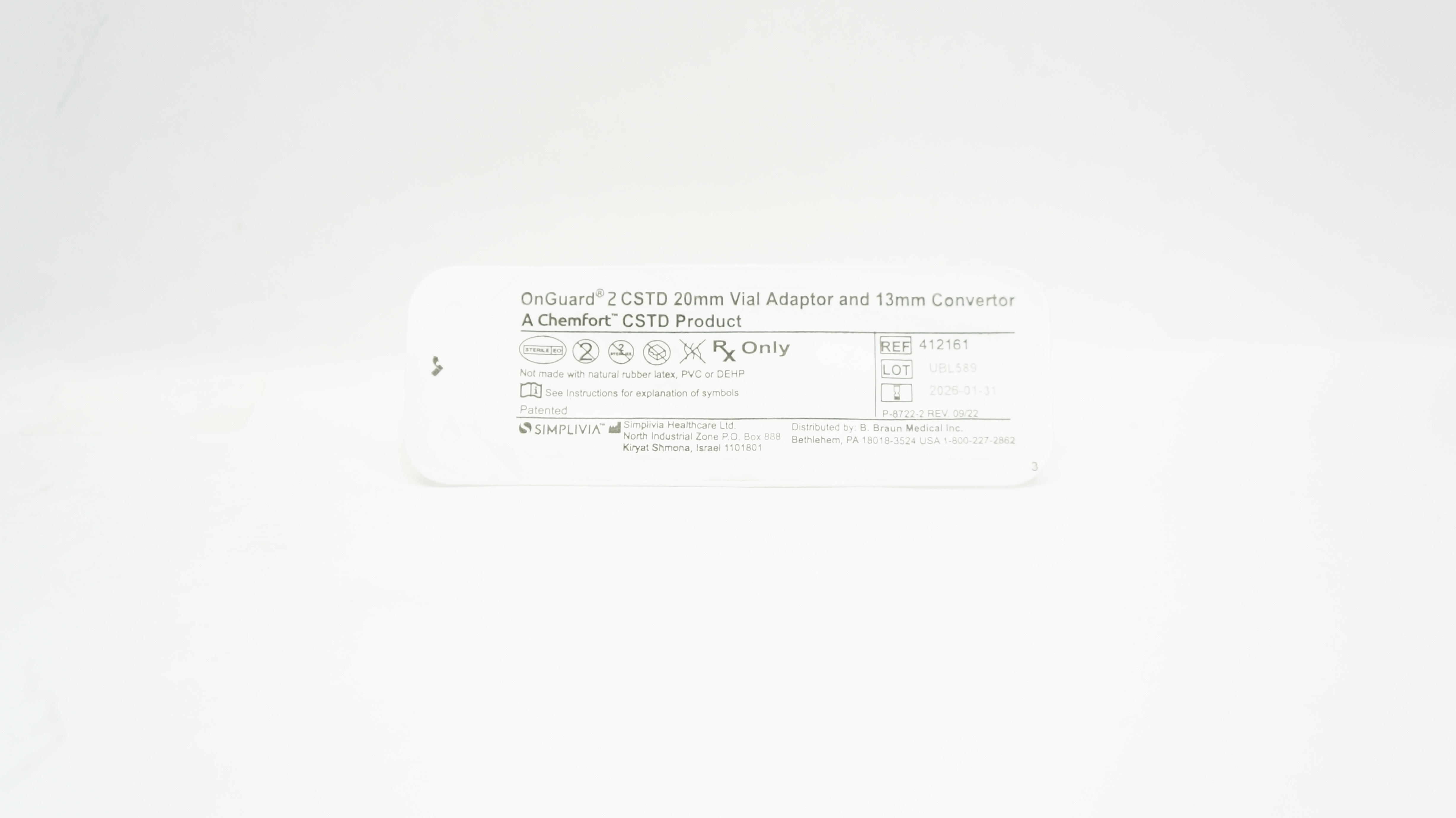 Simplivia 412161 Bard OnGuard 2 CSTD 20mm Vial Adaptor & 13mm Convertor